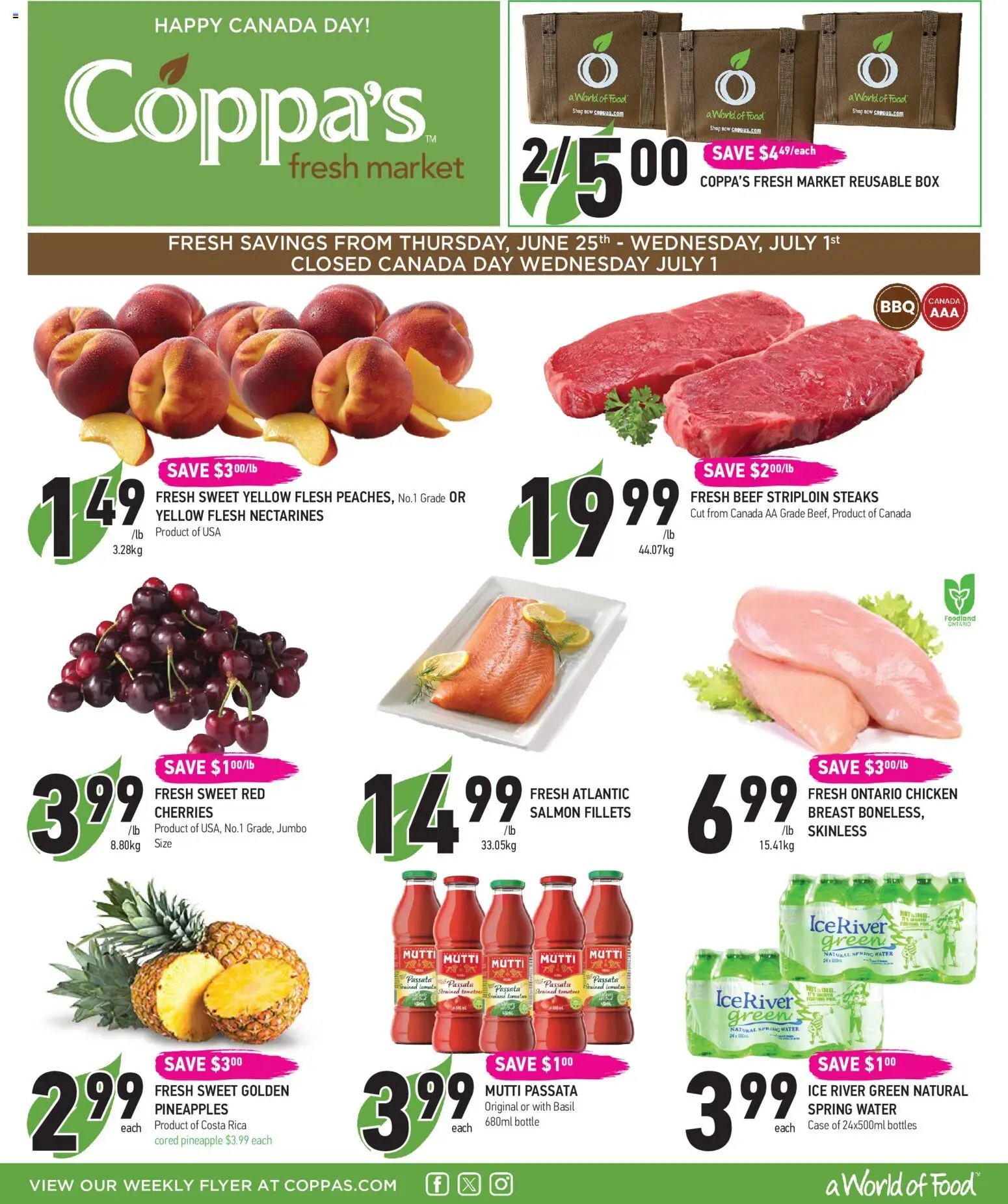 Coppas Fresh Market flyer valid from Jun 25, 2026 | Page: 1 | Products: Pineapple, Case, Box, Tomatoes