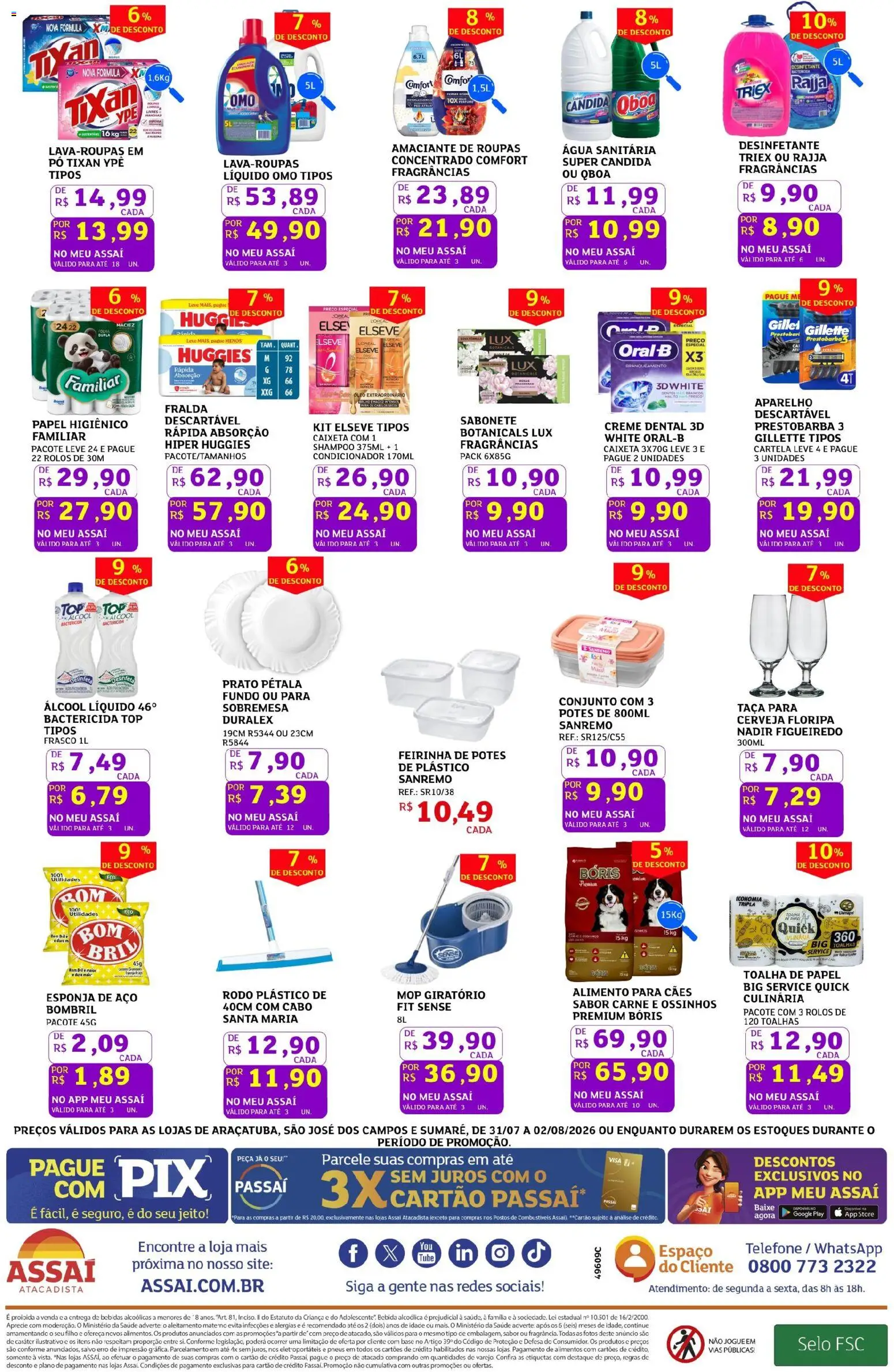 Assaí Atacadista Folheto - válido de 31/07/2026 | Página: 2 | Produtos: Shampoo, Óleo, Sabonete, Desinfetante