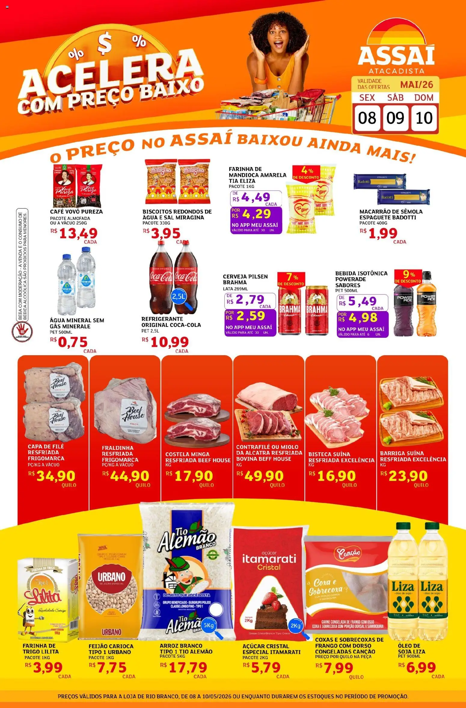 Assaí Atacadista Folheto - válido de 08.05.2026 | Página: 1 | Produtos: Espaguete, Açúcar, Sal, Soja
