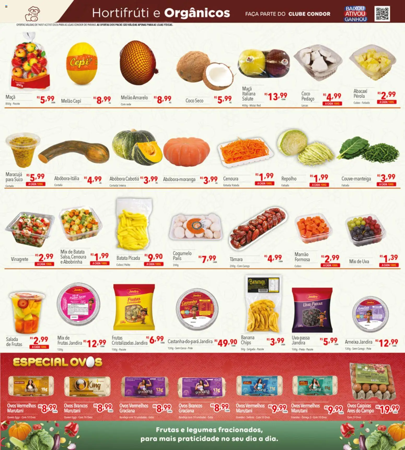 Supermercados Condor Folheto - válido de 14/07/2026 | Página: 11 | Produtos: Abobrinha, Abacaxi, Cenoura, Bandeja