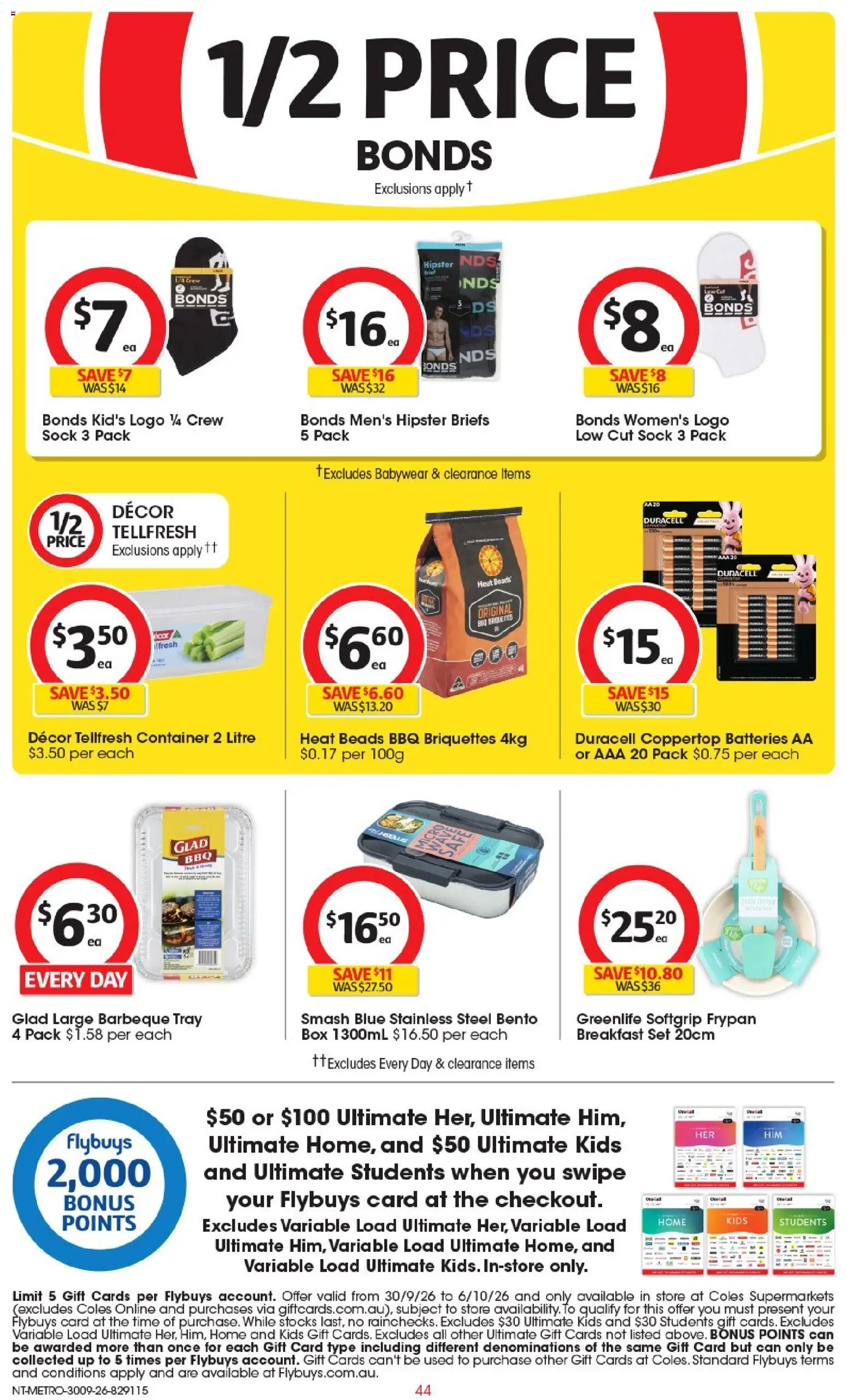 Coles catalogue - valid from 30/09/2026 | Page: 44 | Products: Food, Box, Underwear, Briefs