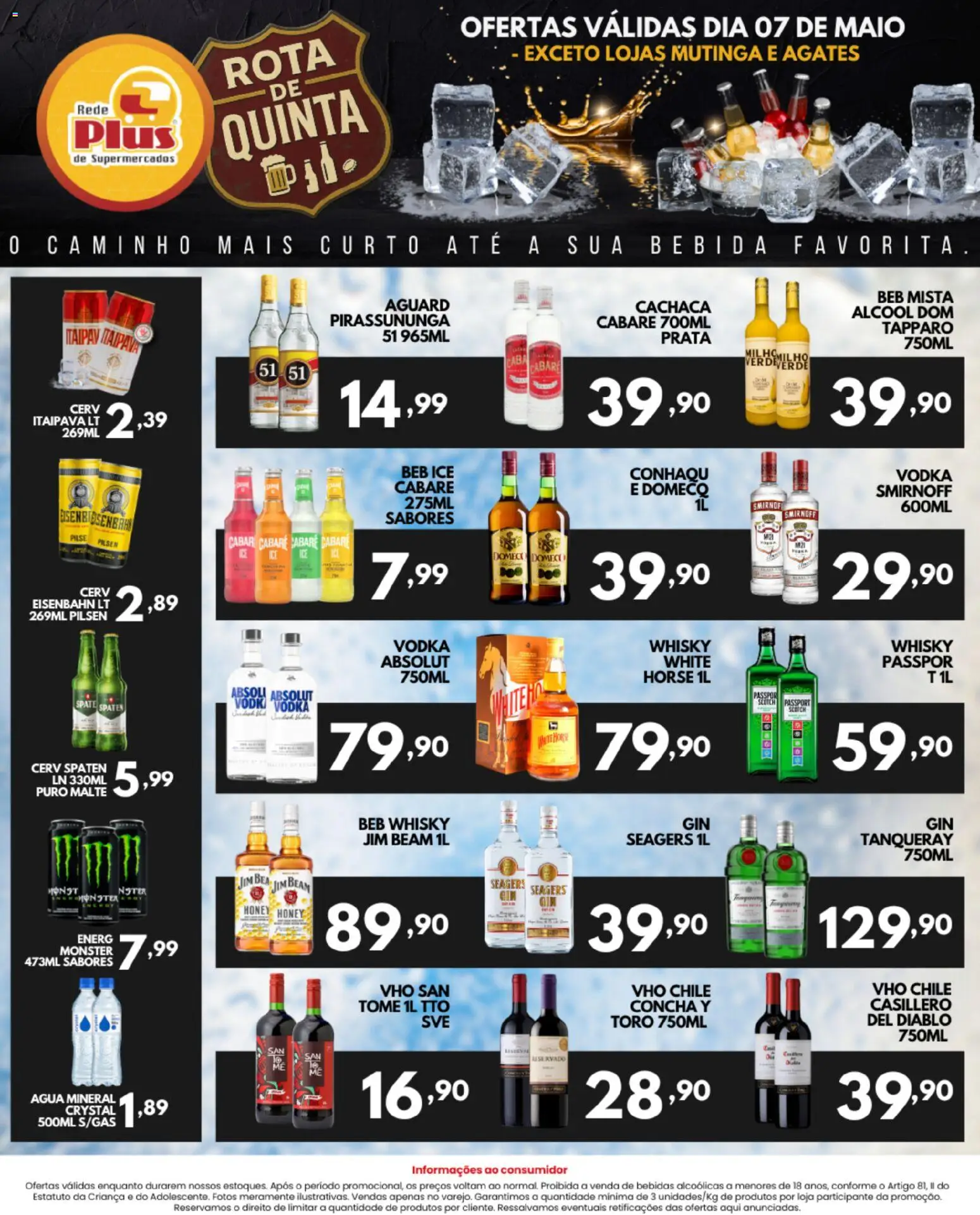 Rede Plus Supermercados Folheto - válido de 06.05.2026 | Página: 4 | Produtos: Vodka, Bebida, Água mineral, Monster