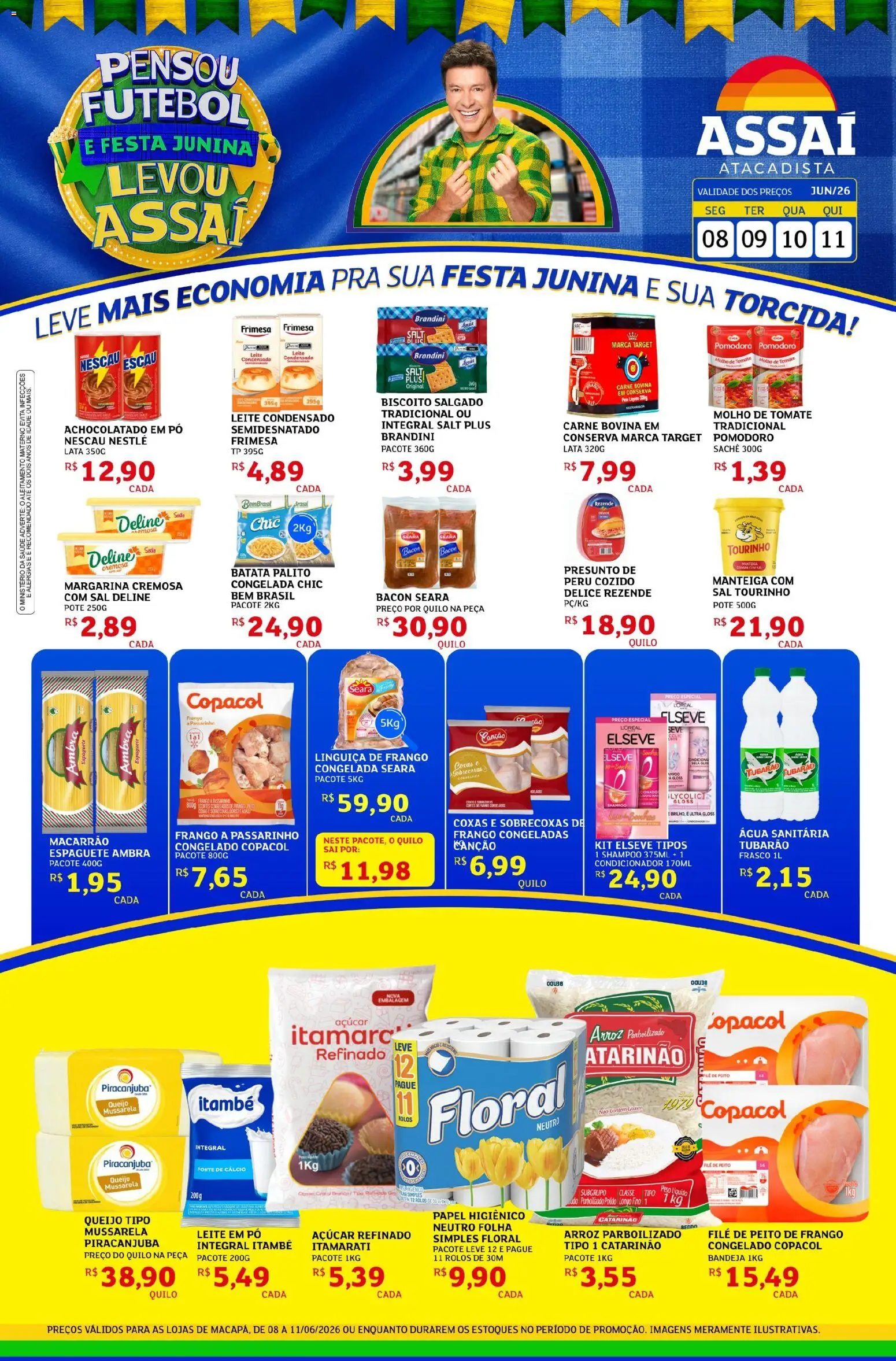 Assaí Atacadista Folheto - válido de 08.06.2026 | Página: 1 | Produtos: Shampoo, Leite, Queijo, Carne