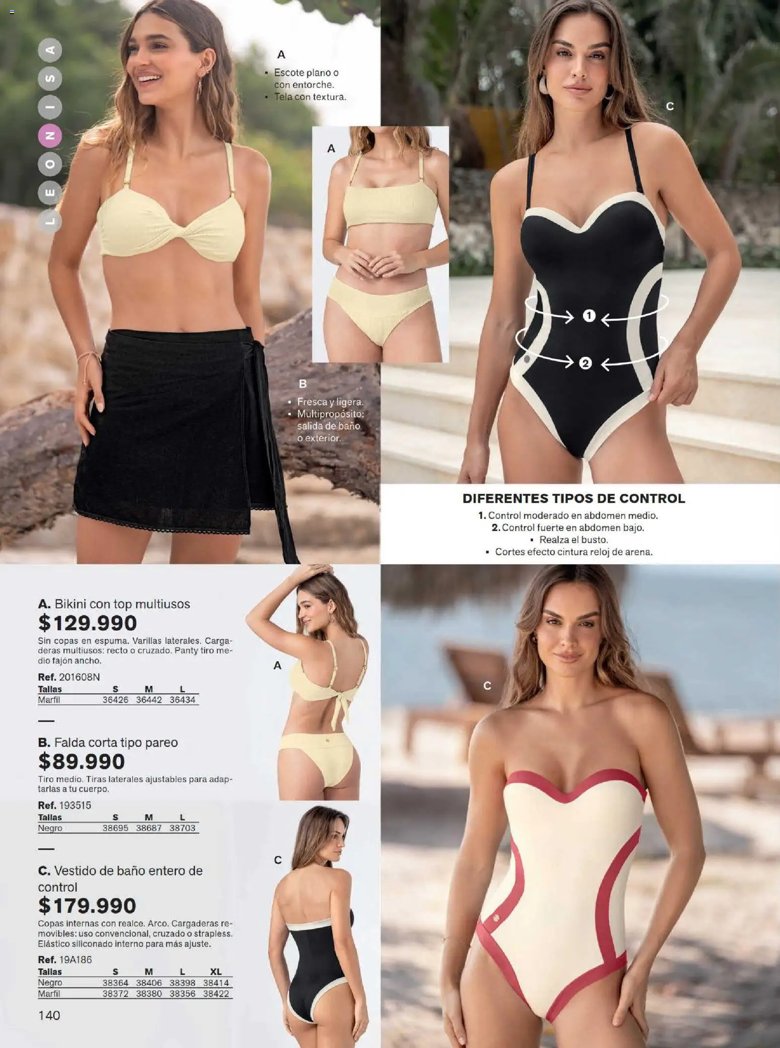 Leonisa revista - valida desde el 15/07/2026 | Página: 140 | Productos: Reloj, Bikini, Top, Vestido de baño