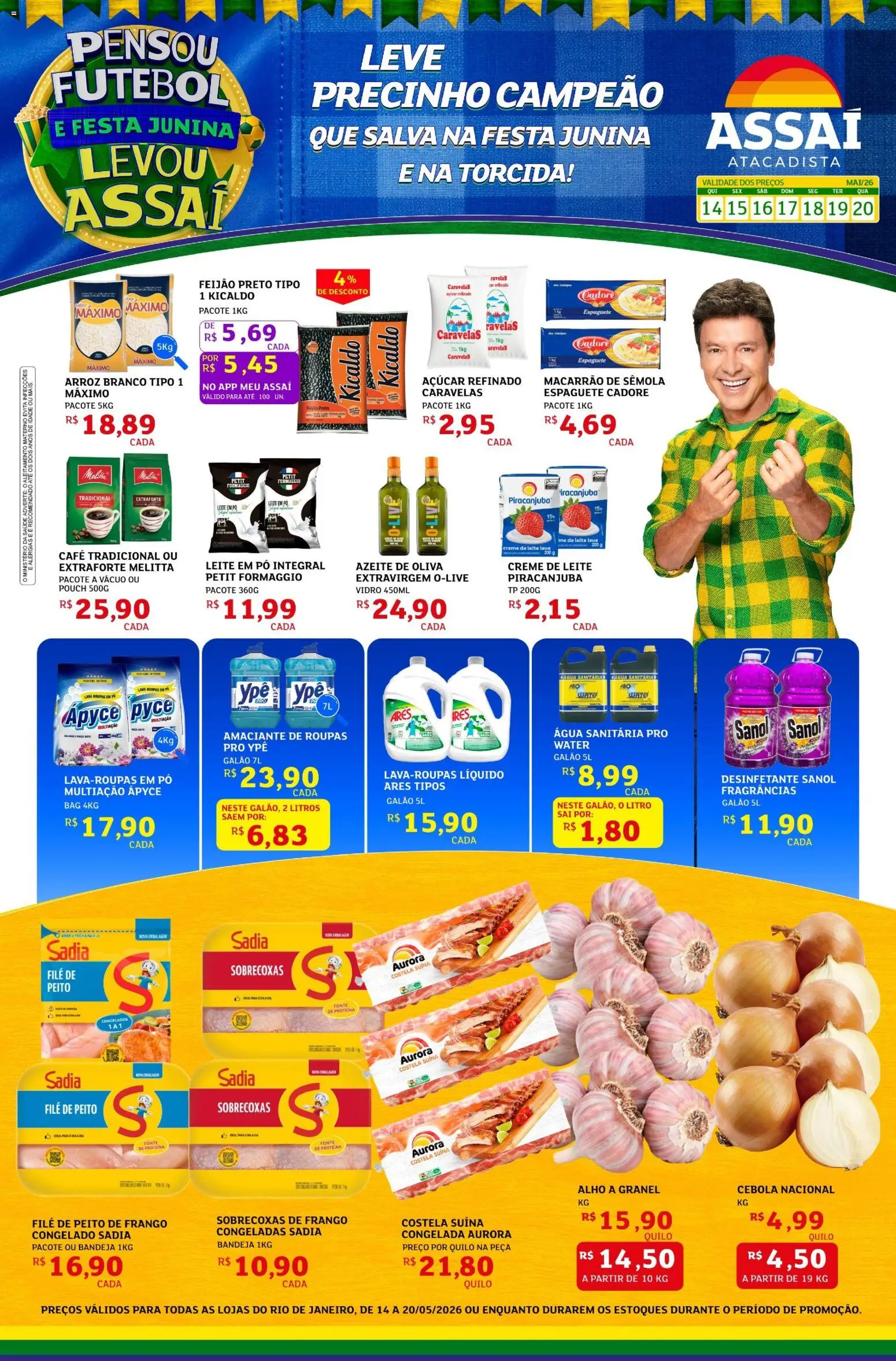 Assaí Atacadista Folheto - válido de 14.05.2026 | Página: 1 | Produtos: Espaguete, Cebola, Roupas, Leite em pó