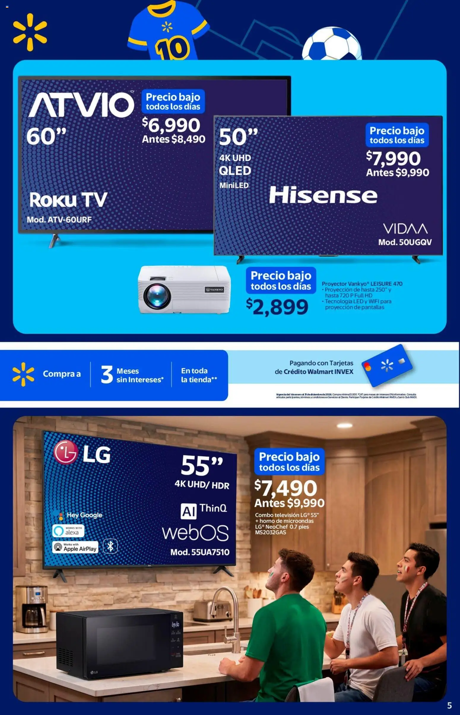 Nuevas ofertas de Walmart válidas en toda la República Mexicana desde el 11.05.2026. ¡Encuentra las mejores ofertas en  Walmart folleto El mejor doblete para papá! | Página: 5 | Productos: Pantallas, Horno, Proyector, Televisión
