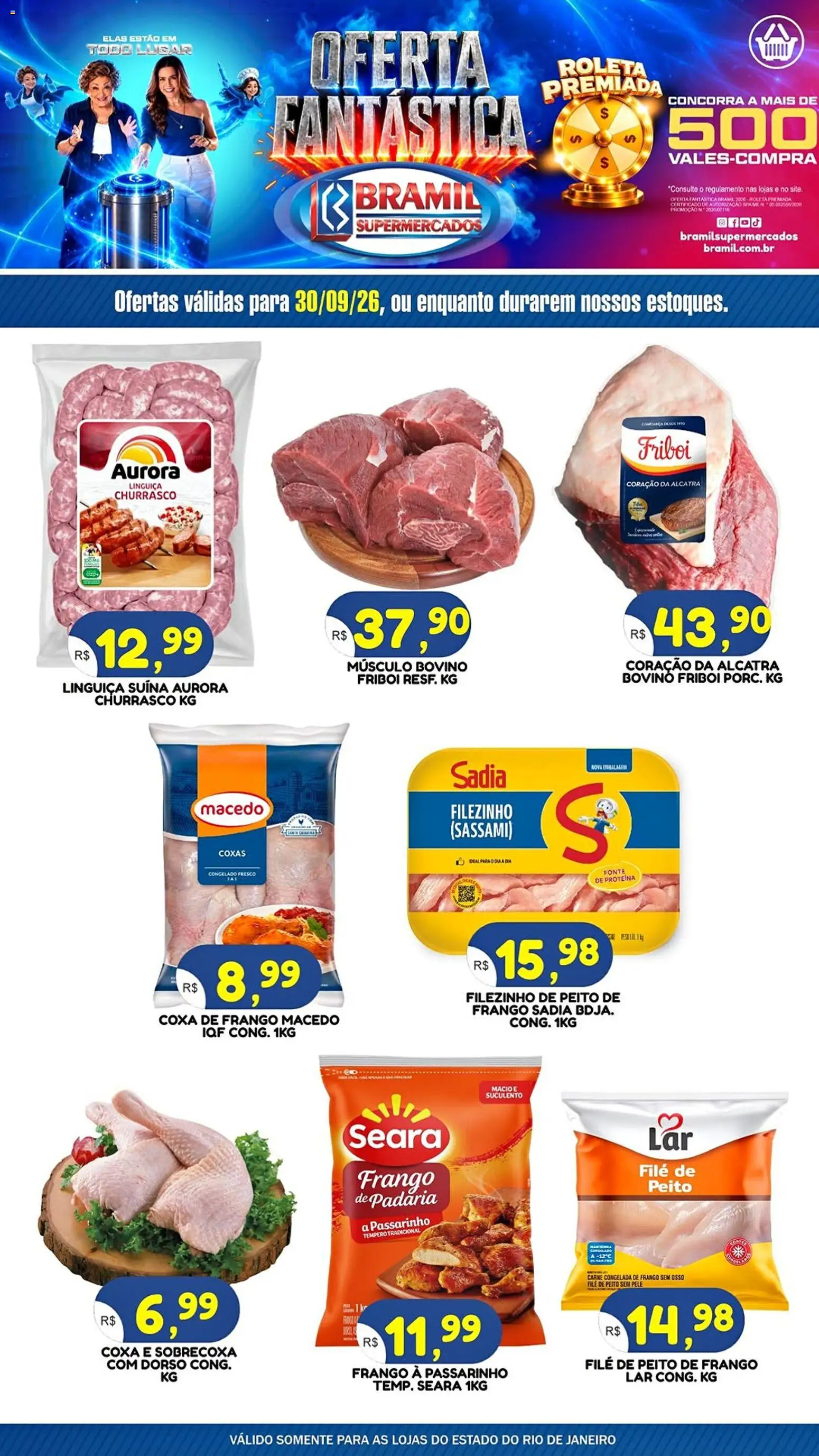 Bramil Supermercados Folheto - válido de 30/09/2026 | Página: 1 | Produtos: Músculo bovino, Carne, Frango, Proteína