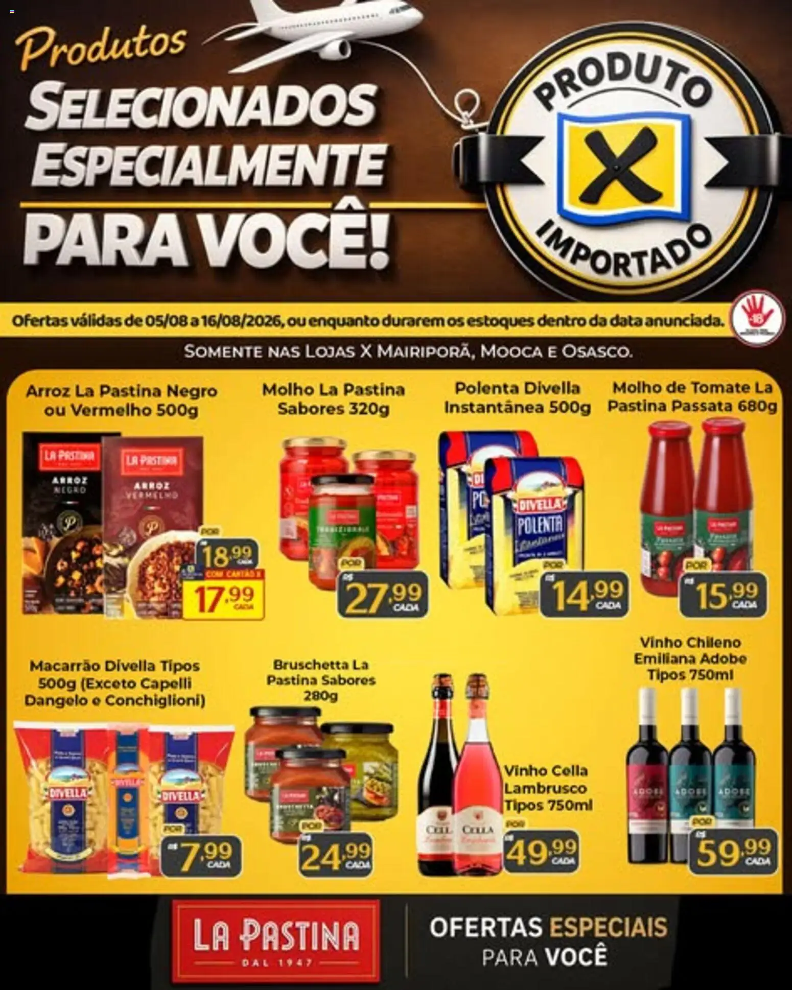 X Supermercados Folheto - válido de 05/08/2026 | Página: 1 | Produtos: Tomate, Vinho, Arroz, Macarrão