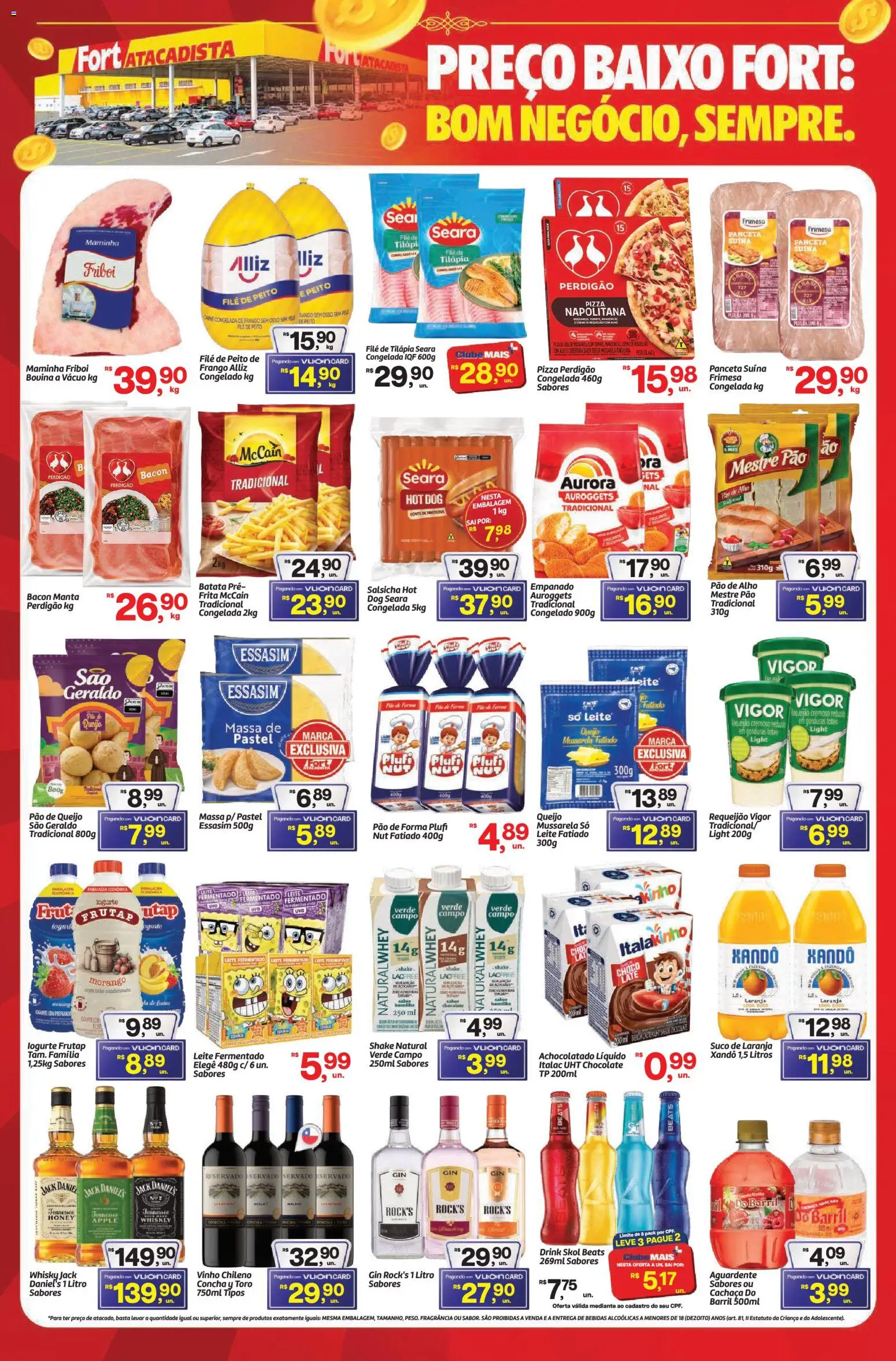 Fort Atacadista Folheto - válido de 20/07/2026 | Página: 3 | Produtos: Tilápia, Pizza, Suco, Mussarela