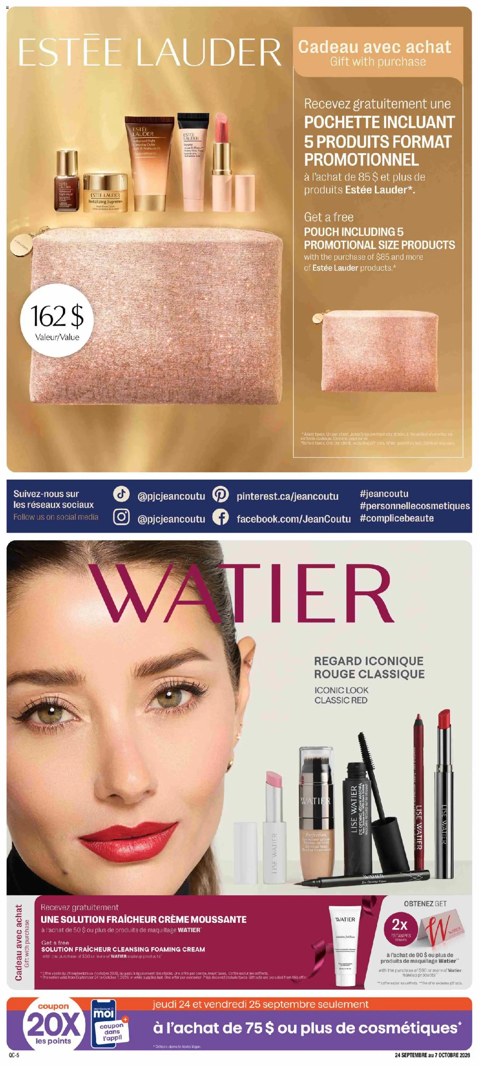 Jean Coutu flyer valid from Sep 24, 2026 | Page: 5 | Products: Cream, Mascara