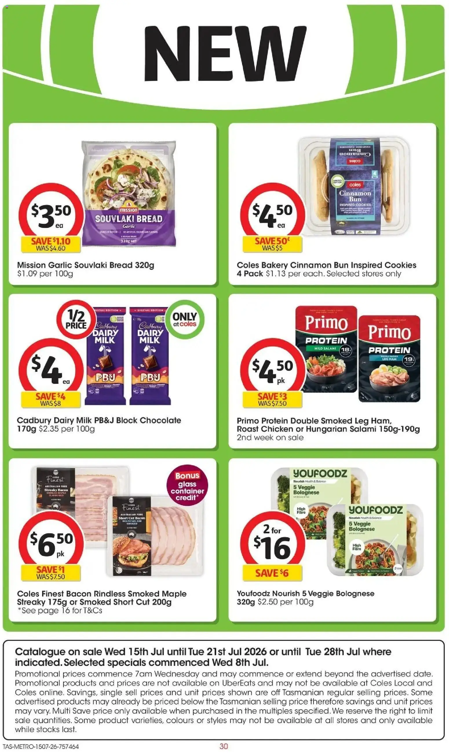 Coles catalogue - valid from 15/07/2026 | Page: 30 | Products: Dairy, Chocolate, Pork, Bakery