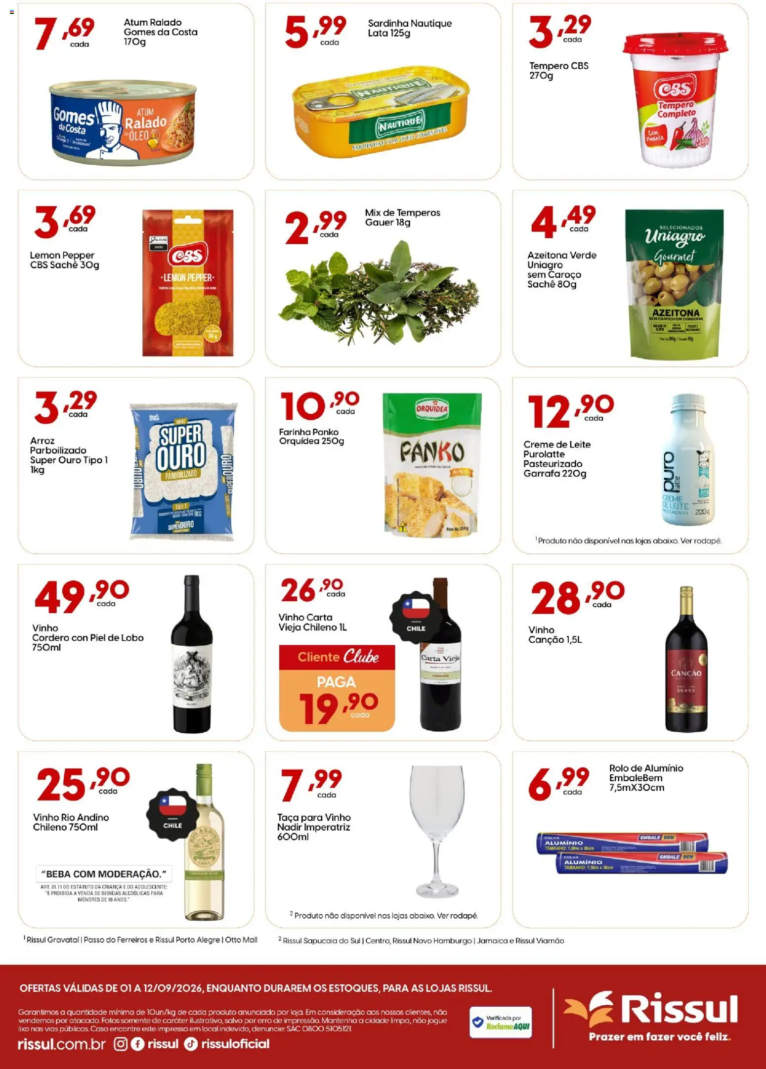 Rissul Folheto - válido de 01/09/2026 | Página: 2 | Produtos: Sardinhas, Vinho, Arroz, Sardinha