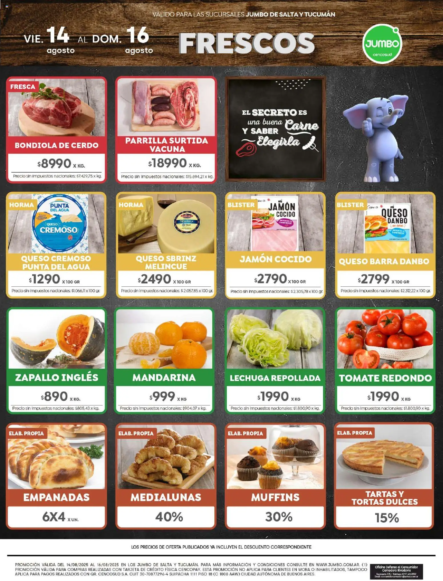 Jumbo - Ofertas | Salta & Tucumán │ válido desde el 13/08/2026 | Página: 8 | Productos: Muffins, Tomate, Agua, Lechuga