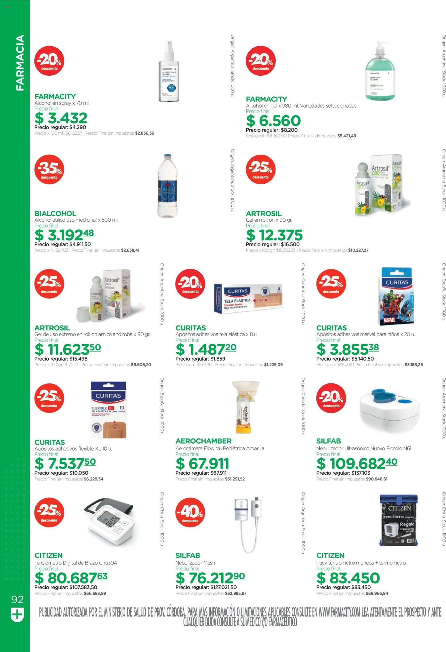 Farmacity catálogo │ válido desde el 01/09/2026 | Página: 92 | Productos: Alcohol en gel, Flexible, Alcohol, Tensiómetro