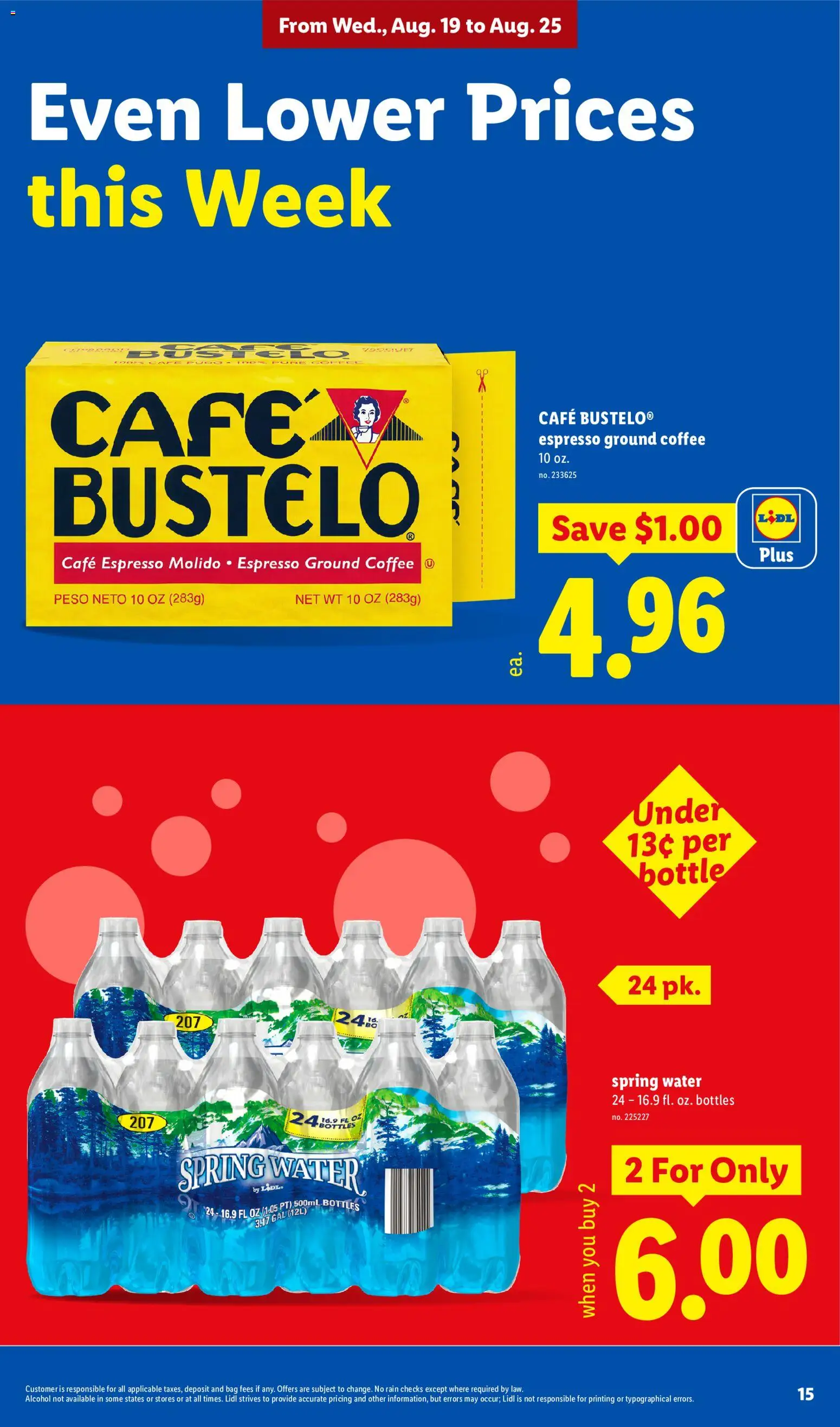 Lidl Weekly Ad - valid from 08/19/2026 | Page: 15 | Products: Coffee, Alcohol, Water, Ground coffee