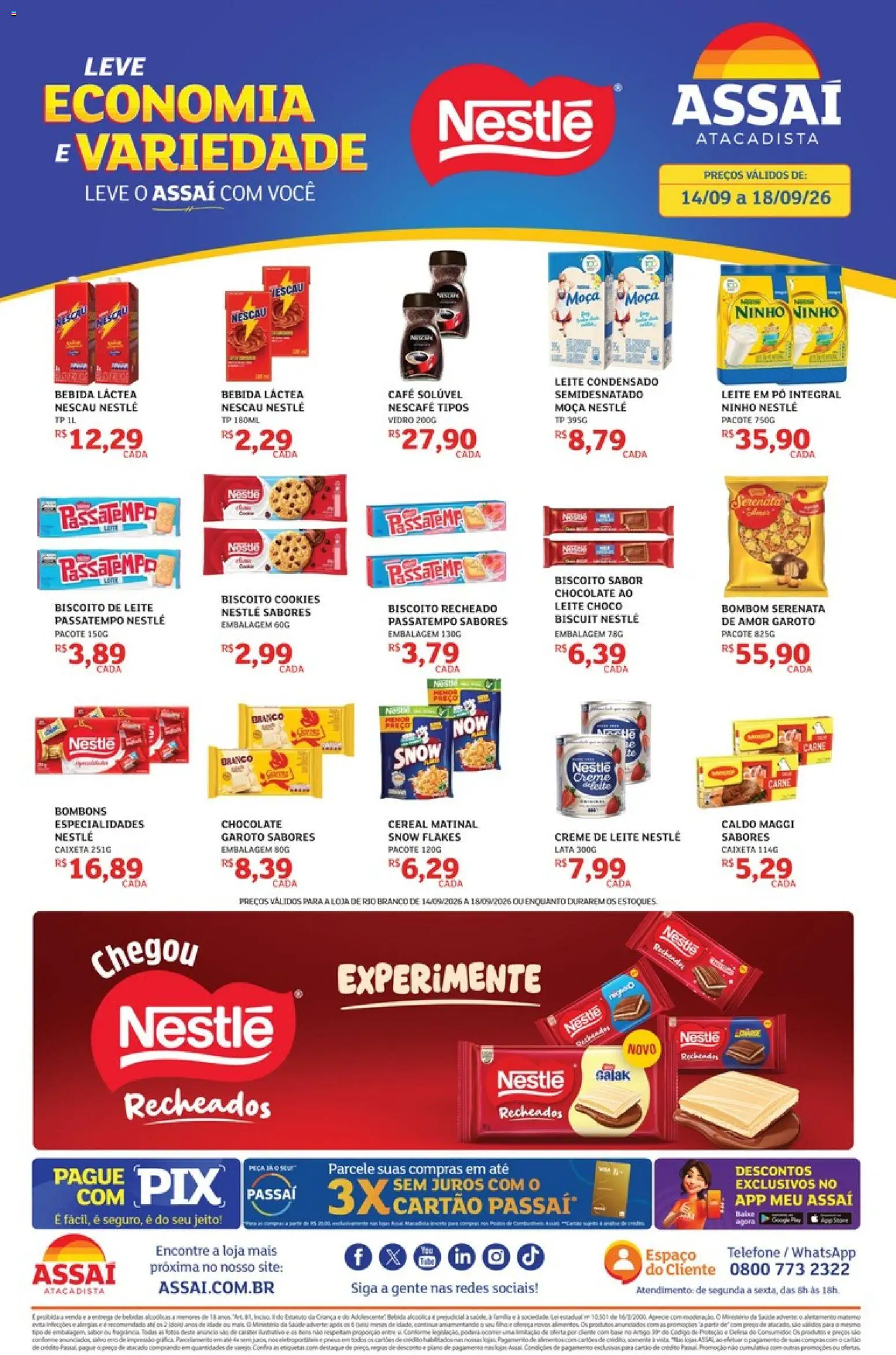 Assaí Atacadista Folheto - válido de 14/09/2026 | Página: 1 | Produtos: Especialidades, Creme, Cookies, Leite em pó
