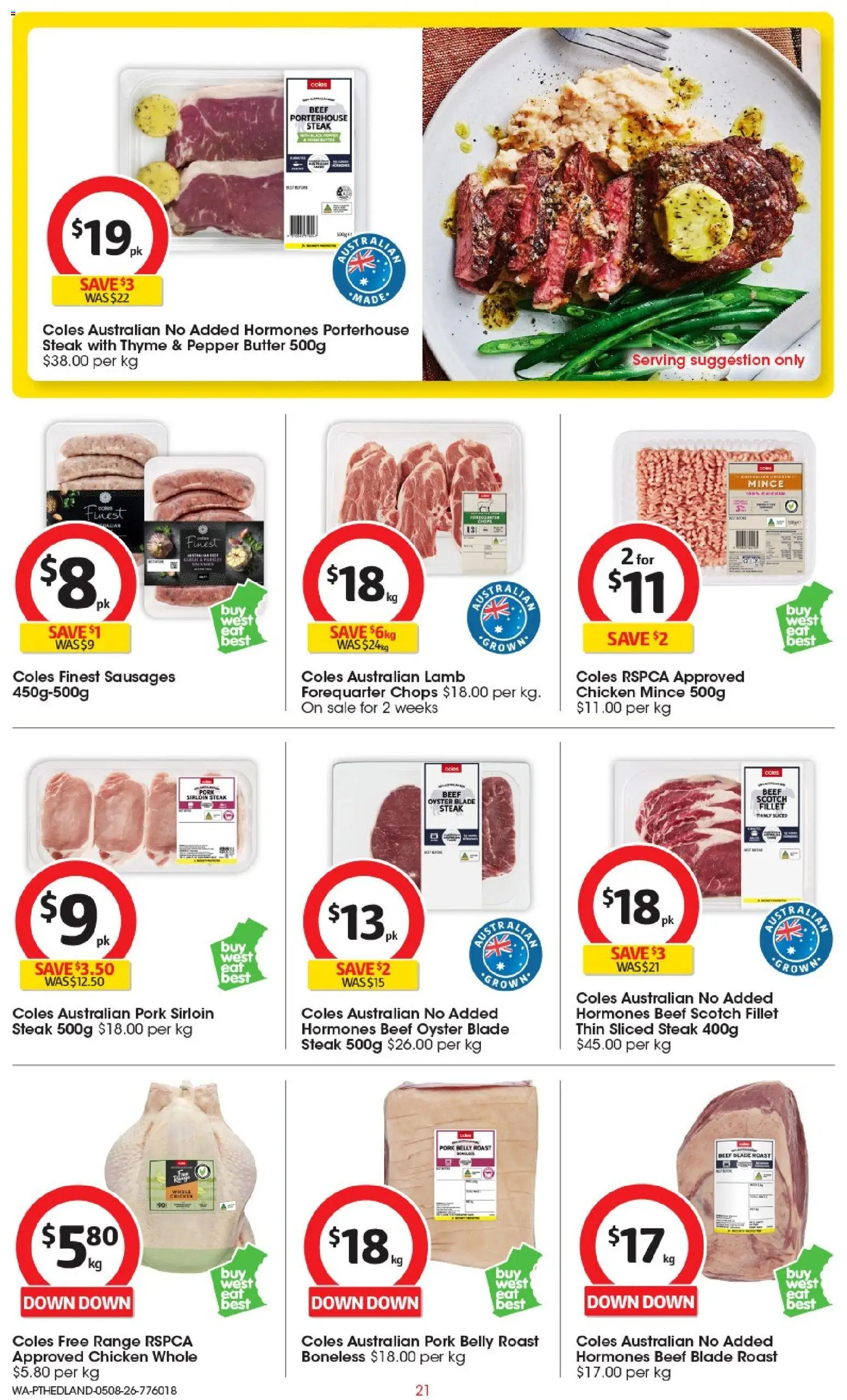 Coles catalogue - valid from 05/08/2026 | Page: 21 | Products: Butter, Pork, Beef, Pepper