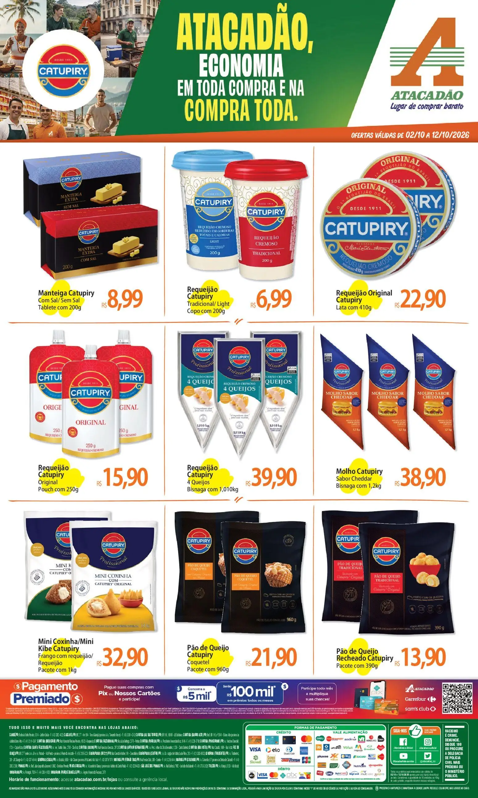 Atacadão Folheto - válido de 02/10/2026 | Página: 1 | Produtos: Manteiga, Pão, Requeijão, Pão de queijo