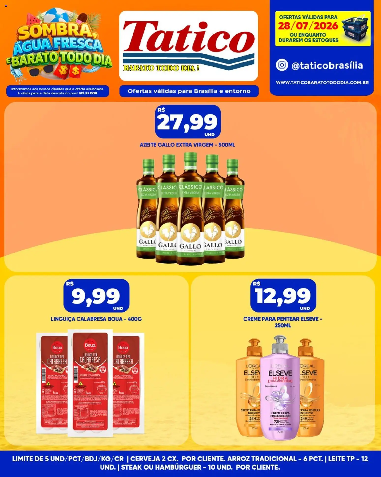 Tatico Folheto - válido de 29/07/2026 | Página: 33 | Produtos: Linguiça, Óleo, Arroz, Creme