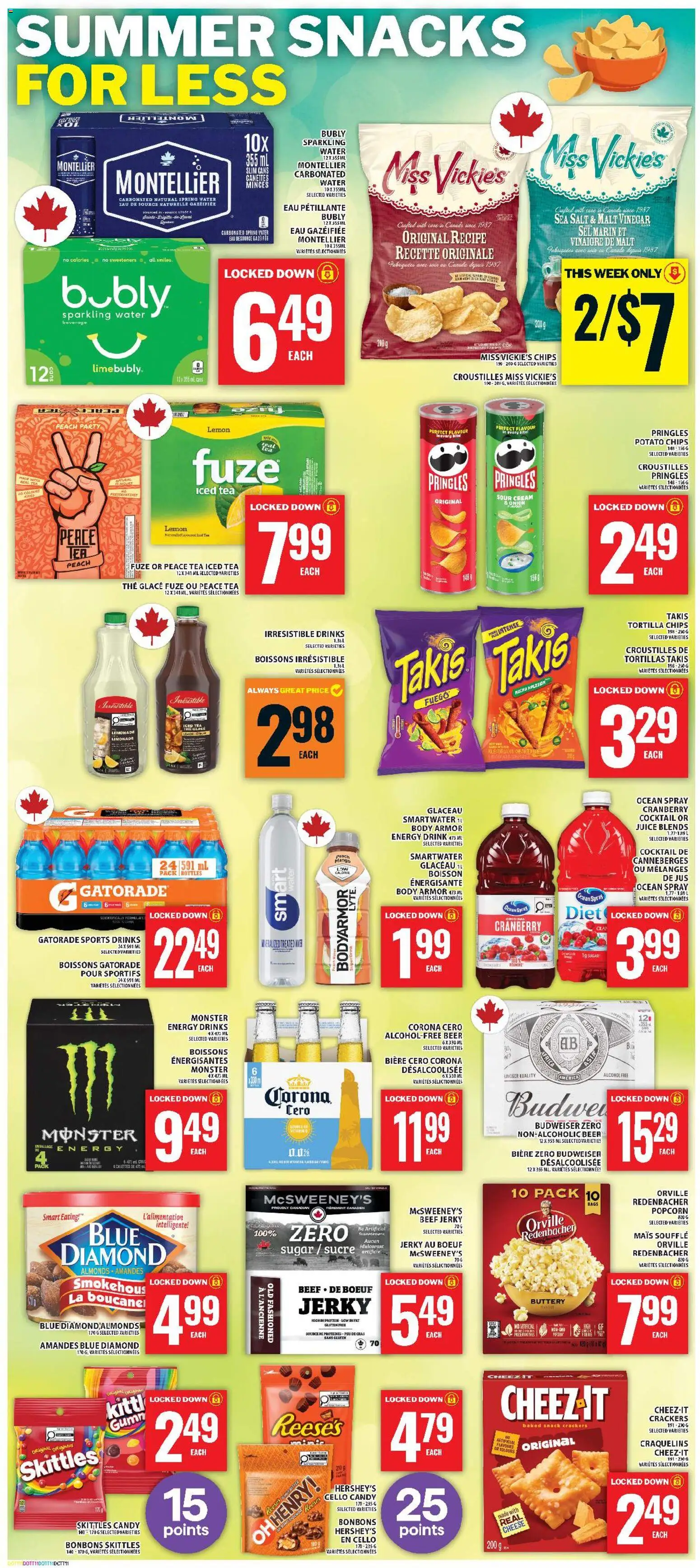 Food Basics flyer valid from Aug 13, 2026 | Page: 10 | Products: Tea, Chips, Water, Crackers