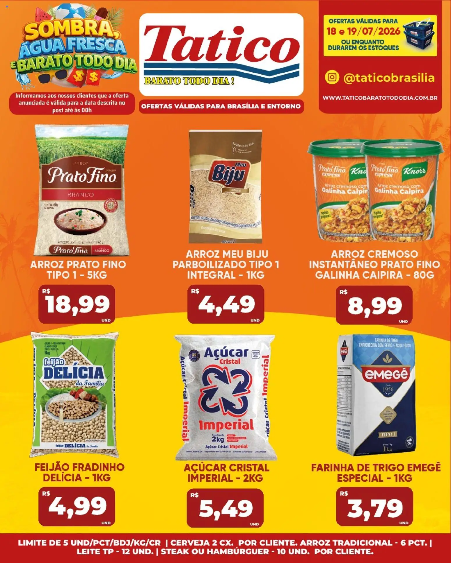 Tatico Folheto - válido de 18/07/2026 | Página: 15 | Produtos: Ferro, Arroz, Hambúrguer, Açúcar