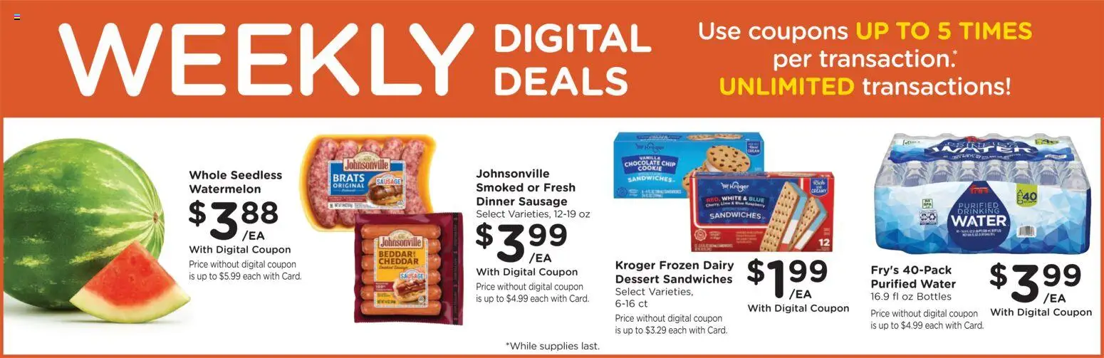 Fry's Food Weekly Ad - valid from 07/01/2026 | Page: 2 | Products: Chocolate, Sausage, Watermelon, Chocolate Chip