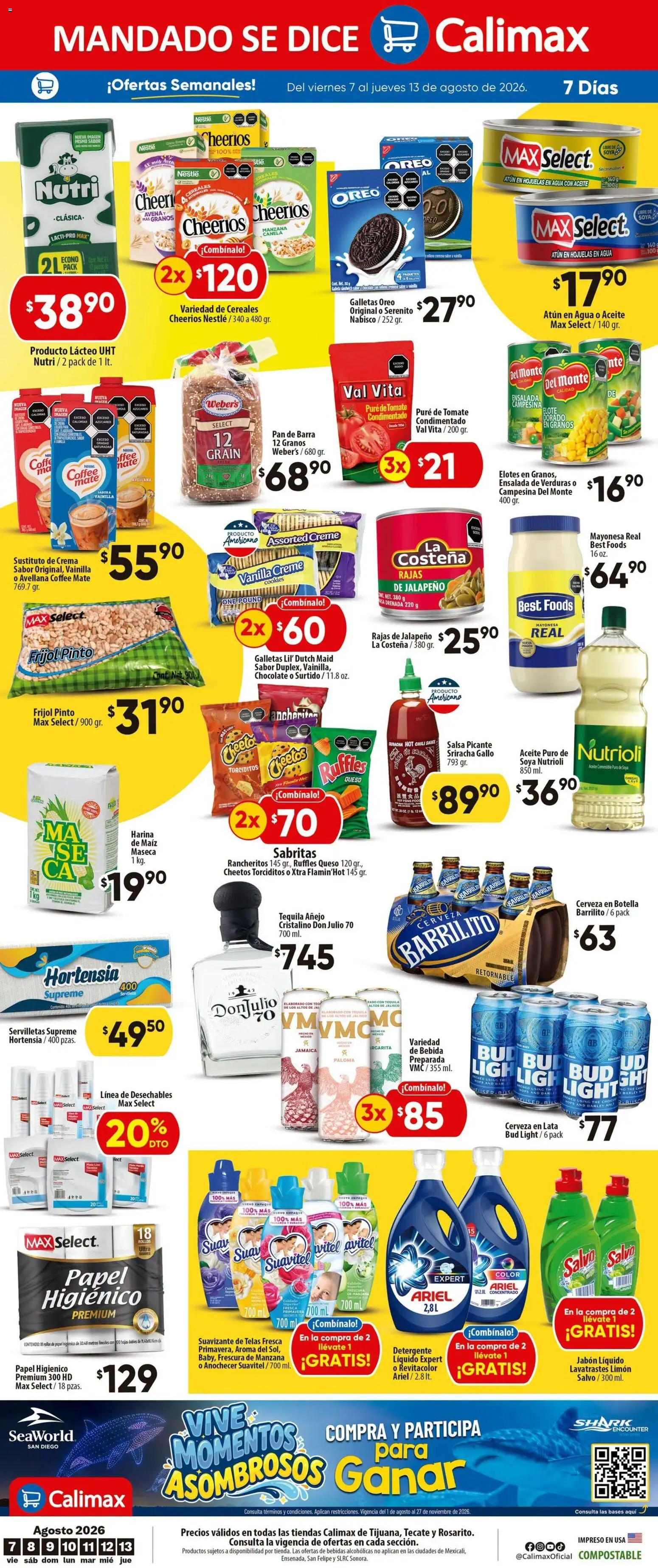 Nuevas ofertas de Calimax válidas en toda la República Mexicana desde el 07/08/2026. ¡Encuentra las mejores ofertas en Calimax folleto! | Página: 4 | Productos: Agua, Bebidas, Botella, Puré