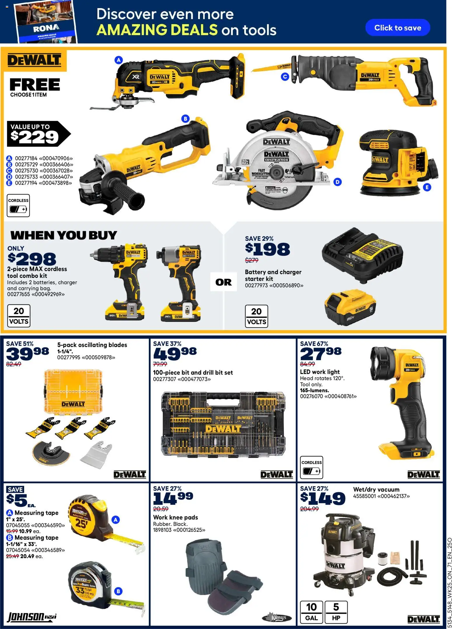 Rona flyer valid from Jul 16, 2026 | Page: 16 | Products: Knee, Tools, Battery