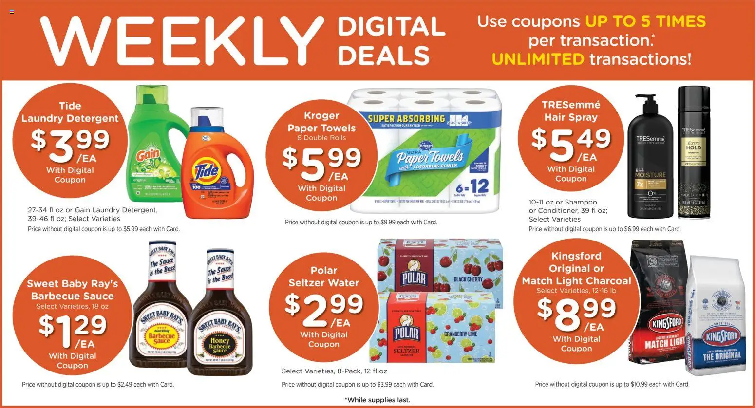 Kroger Weekly Ad - valid from 07/01/2026 | Page: 4 | Products: Shampoo, Hair spray, Detergent, Water