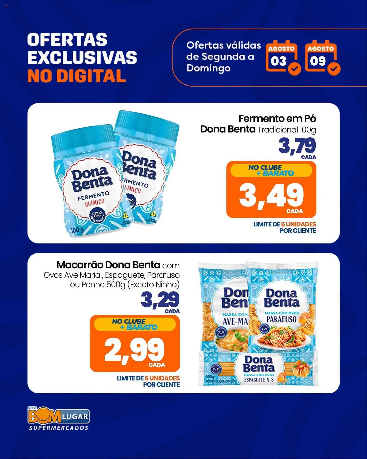 Rede Bom Lugar Folheto - válido de 03/08/2026 | Página: 5 | Produtos: Espaguete, Ovos, Macarrão, Massa
