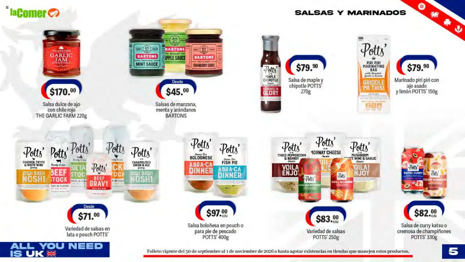 Nuevas ofertas de La Comer válidas en toda la República Mexicana desde el 30/09/2026. ¡Encuentra las mejores ofertas en La Comer folleto! | Página: 5 | Productos: Ajo, Arándanos, Brandy, Salsas