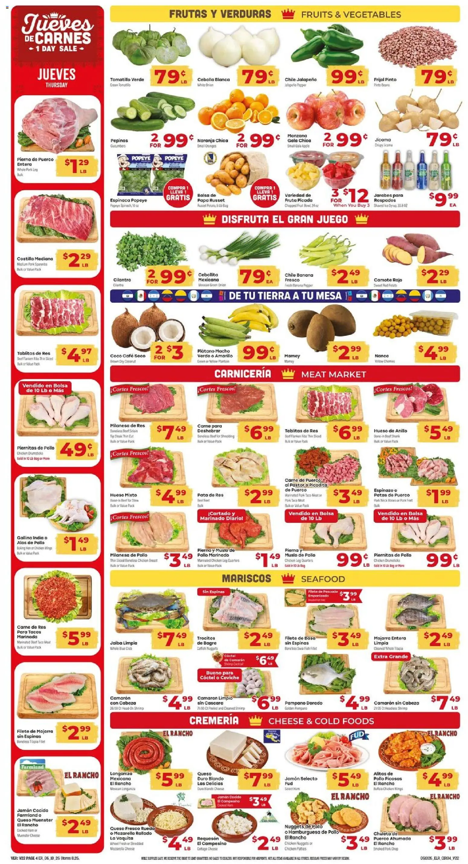 El Rancho Weekly Ad - valid from 10.06.2026 | Page: 4 | Products: Beef, Fruits, Pepper, Seafood