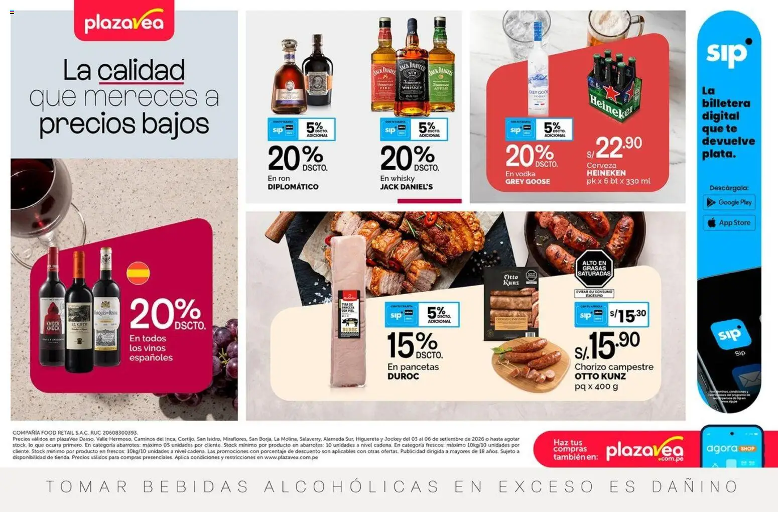 Catálogo Plaza Vea válido desde 03/09/2026 | Página: 1 | Productos: Ron, Té, Vodka, Whisky