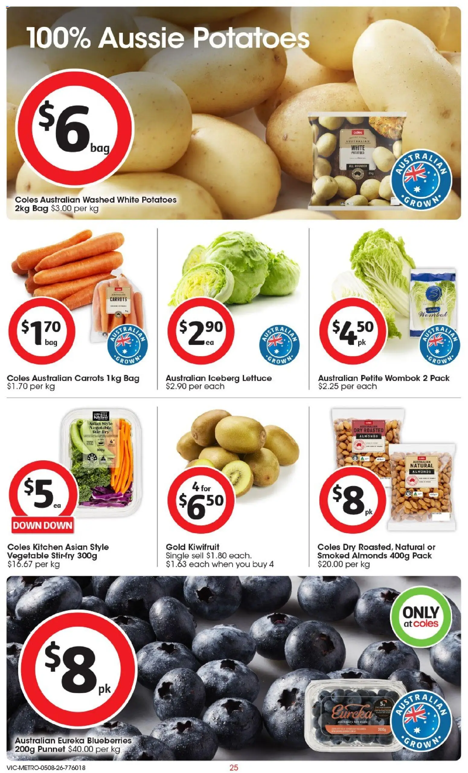 Coles catalogue - valid from 05/08/2026 | Page: 25 | Products: Almonds, Carrots, Potatoes, Blueberries