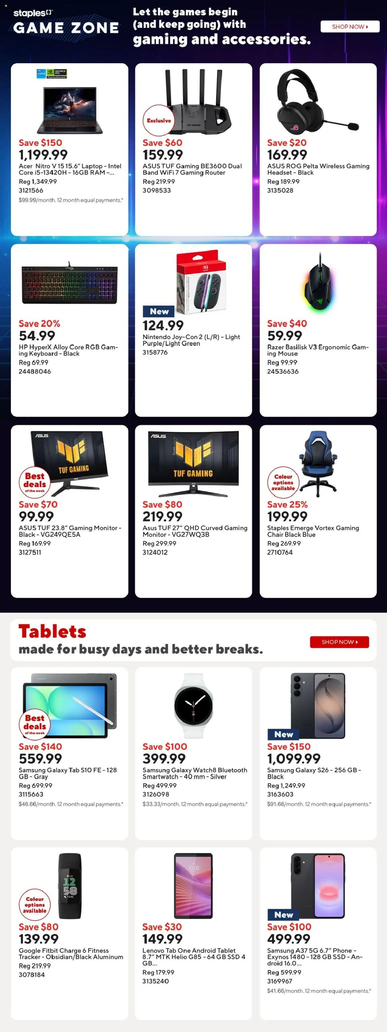 Staples flyer valid from 08.05.2026 | Page: 10 | Products: Phone, Mouse, Game, Chair