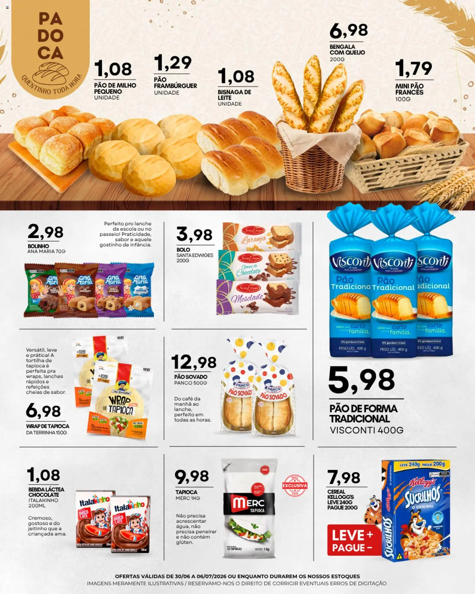 Mercadão Atacadista Folheto - válido de 30/06/2026 | Página: 8 | Produtos: Tapioca, Queijo, Pão, Pão de forma