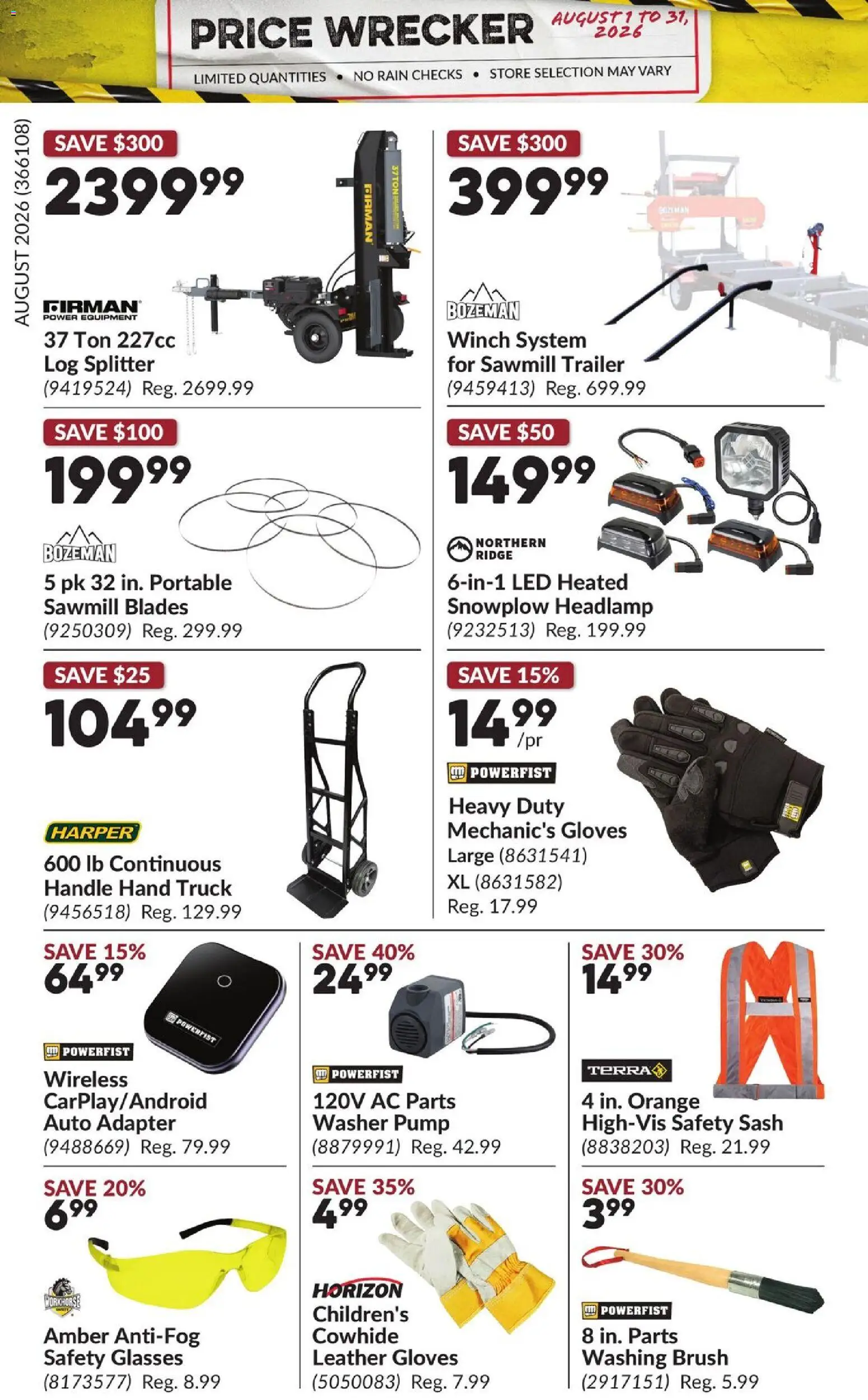 Princess Auto flyer valid from Aug 1, 2026 | Page: 8 | Products: Glasses, Adapter, Brush, Ridge