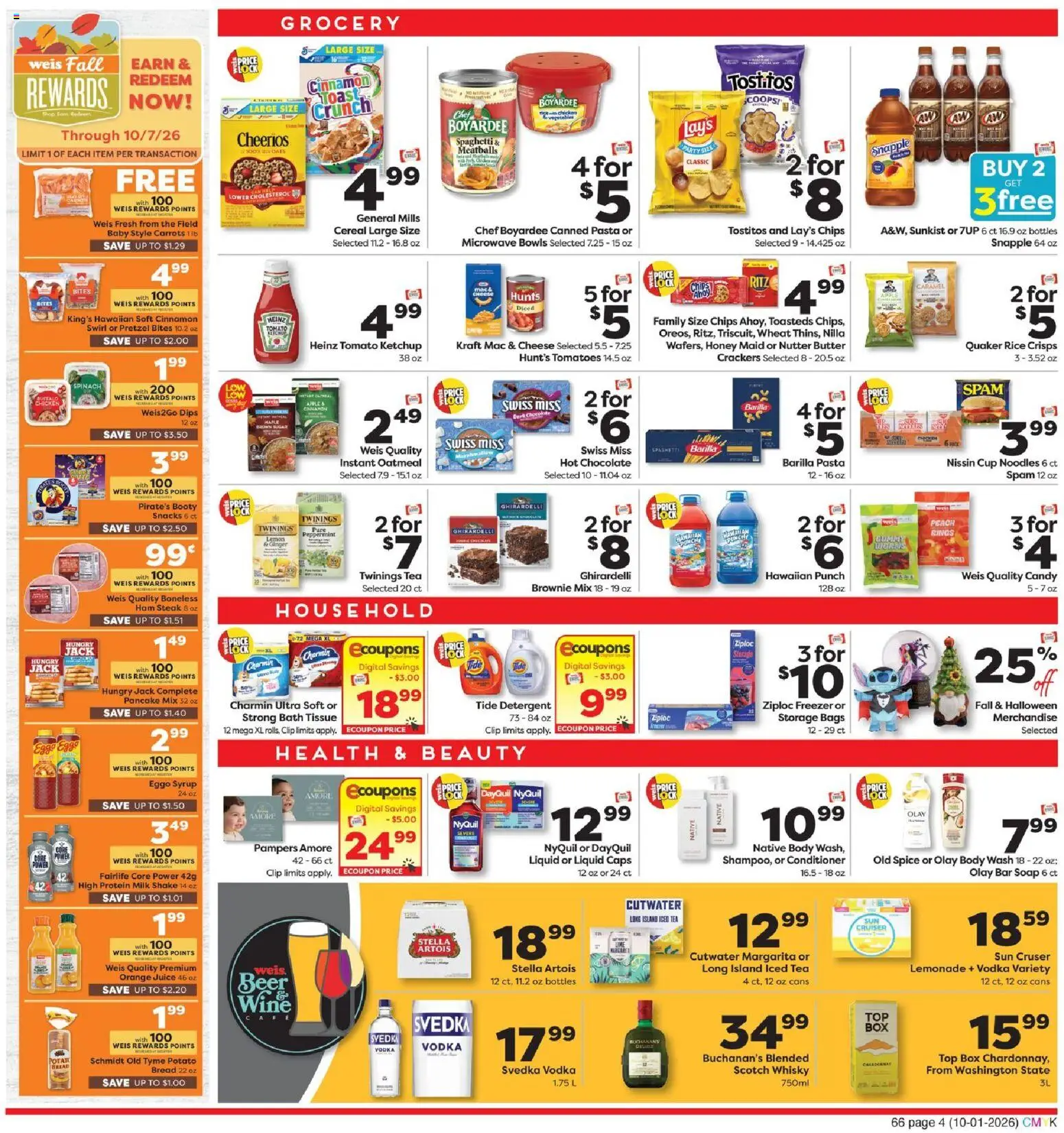Weis Weekly Ad - valid from 10/01/2026 | Page: 7 | Products: Milk, Ham, Barilla pasta, Body Wash