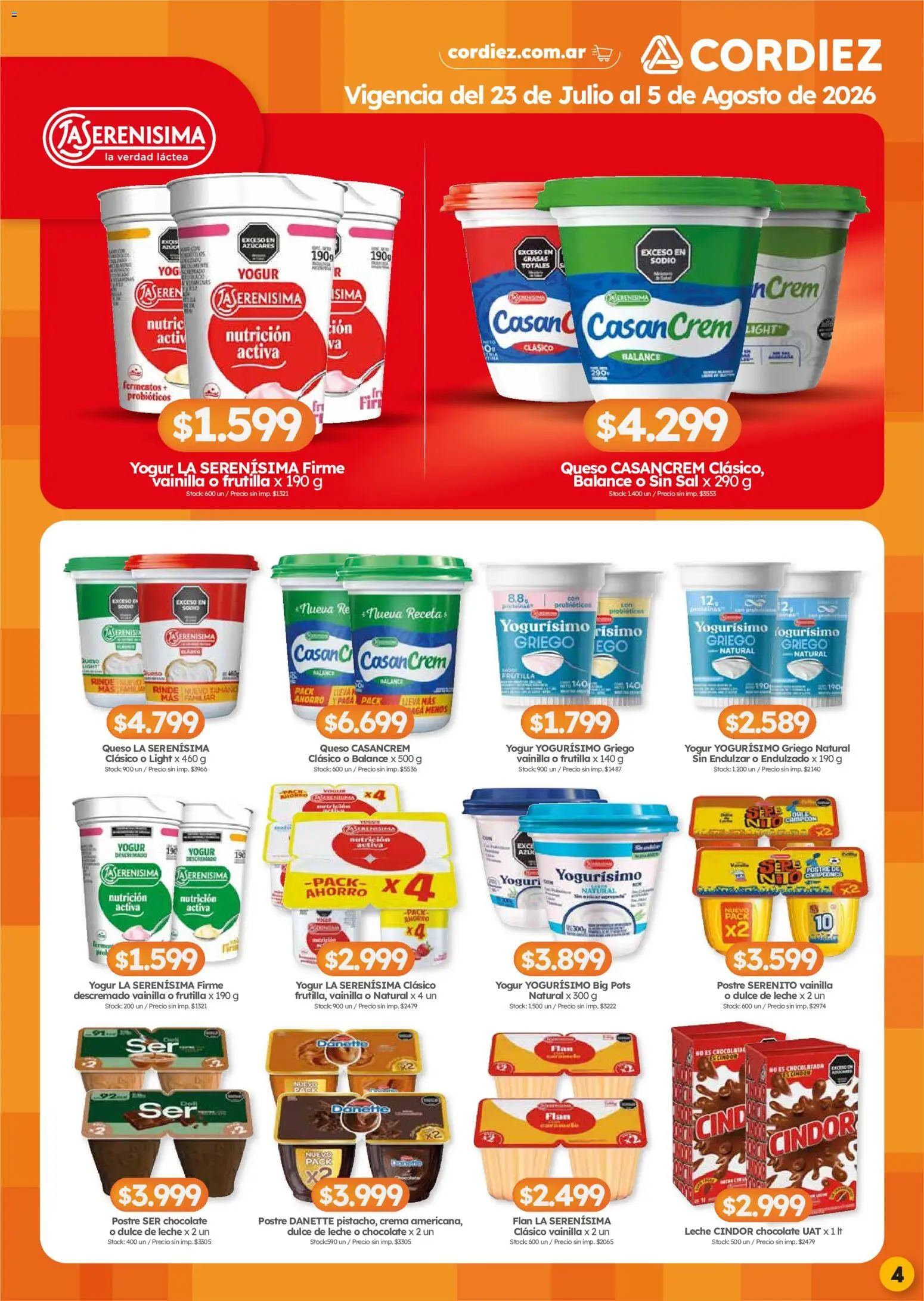 Cordiez ofertas │ válido desde el 23/07/2026 | Página: 4 | Productos: Frutilla, Dulce de leche, Sal, Queso