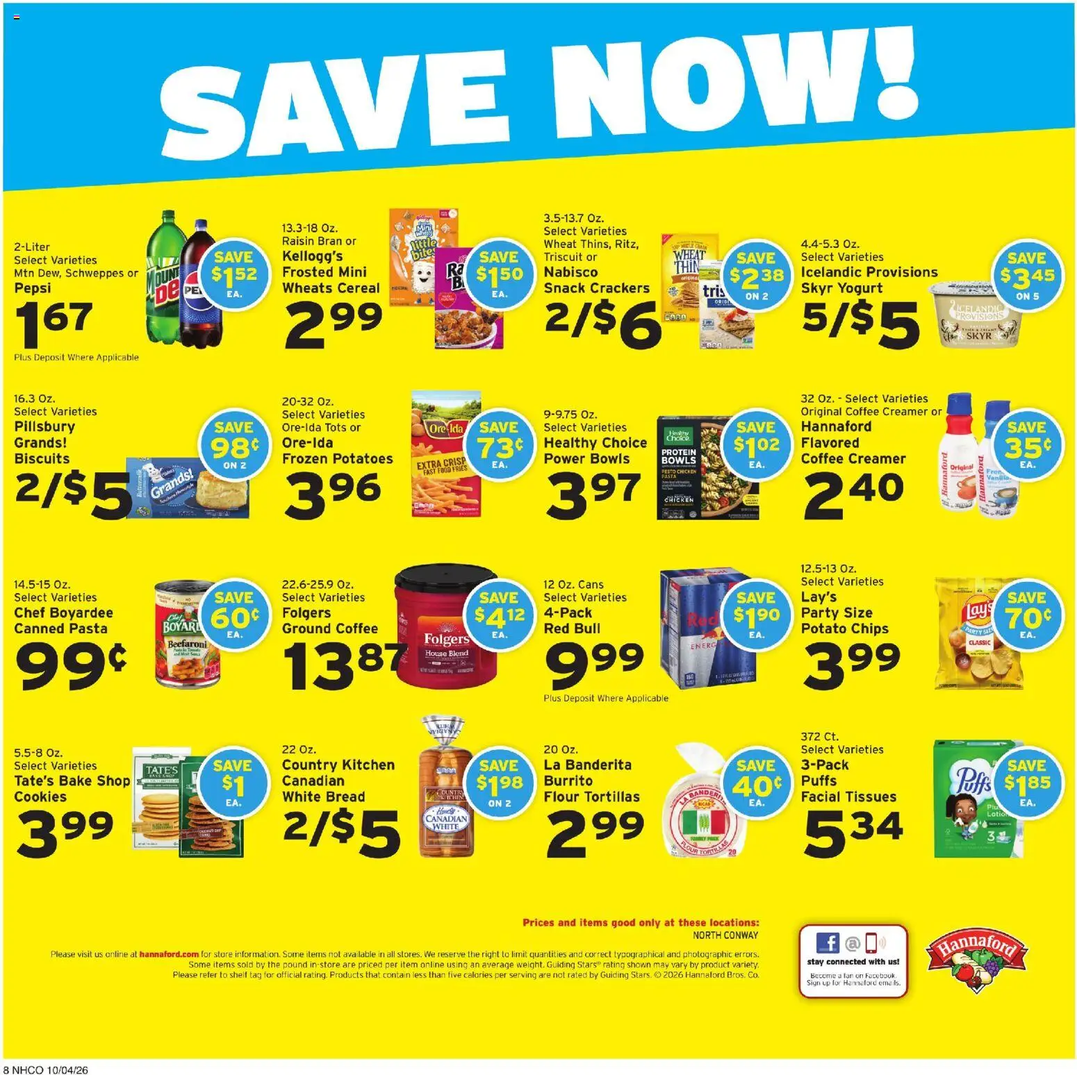 Hannaford Weekly Ad - valid from 10/04/2026 | Page: 8 | Products: Chicken, Tissues, Tortillas, Flour