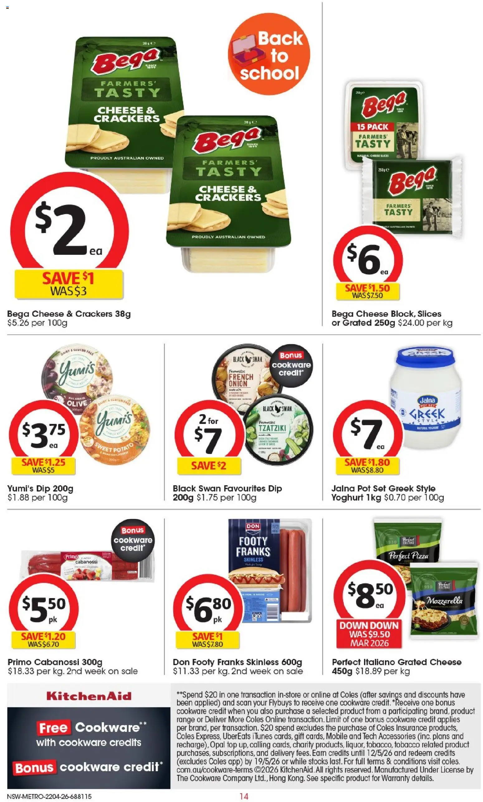 Coles catalogue - valid from 22.04.2026 | Page: 14 | Products: Pot, Cheese, Pizza, Opal