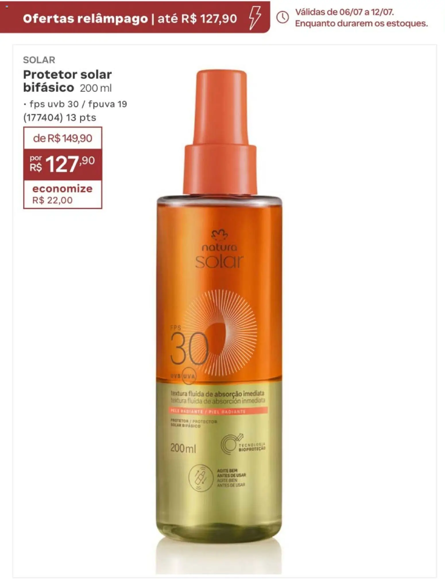 Natura Folheto - válido de 19/07/2026 | Página: 178 | Produtos: Protetor solar