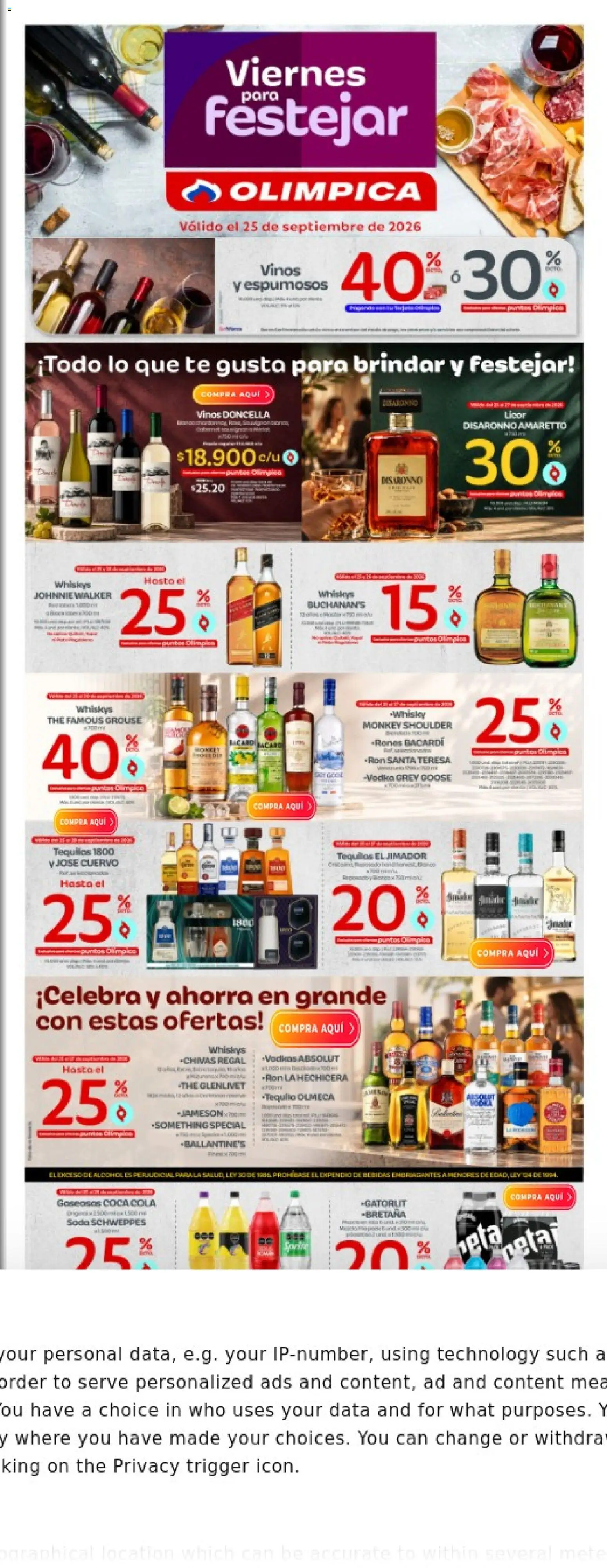 Olímpica revista - valida desde el 25/09/2026 | Página: 1 | Productos: Té, Whisky, Jameson, Amaretto