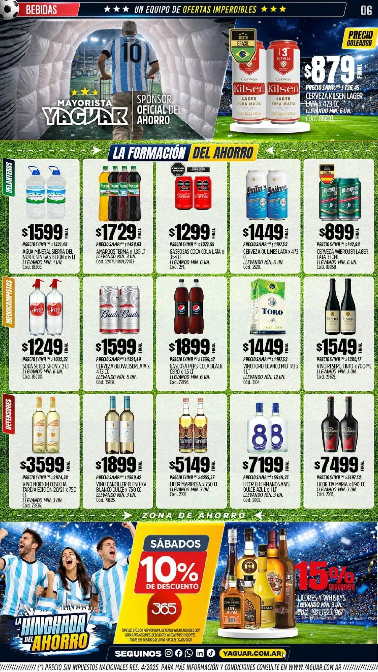 Yaguar - Oferta Semanal Córdoba │ válido desde el 01.06.2026 | Página: 6 | Productos: Whisky, Bidón, Gaseosa, Soda