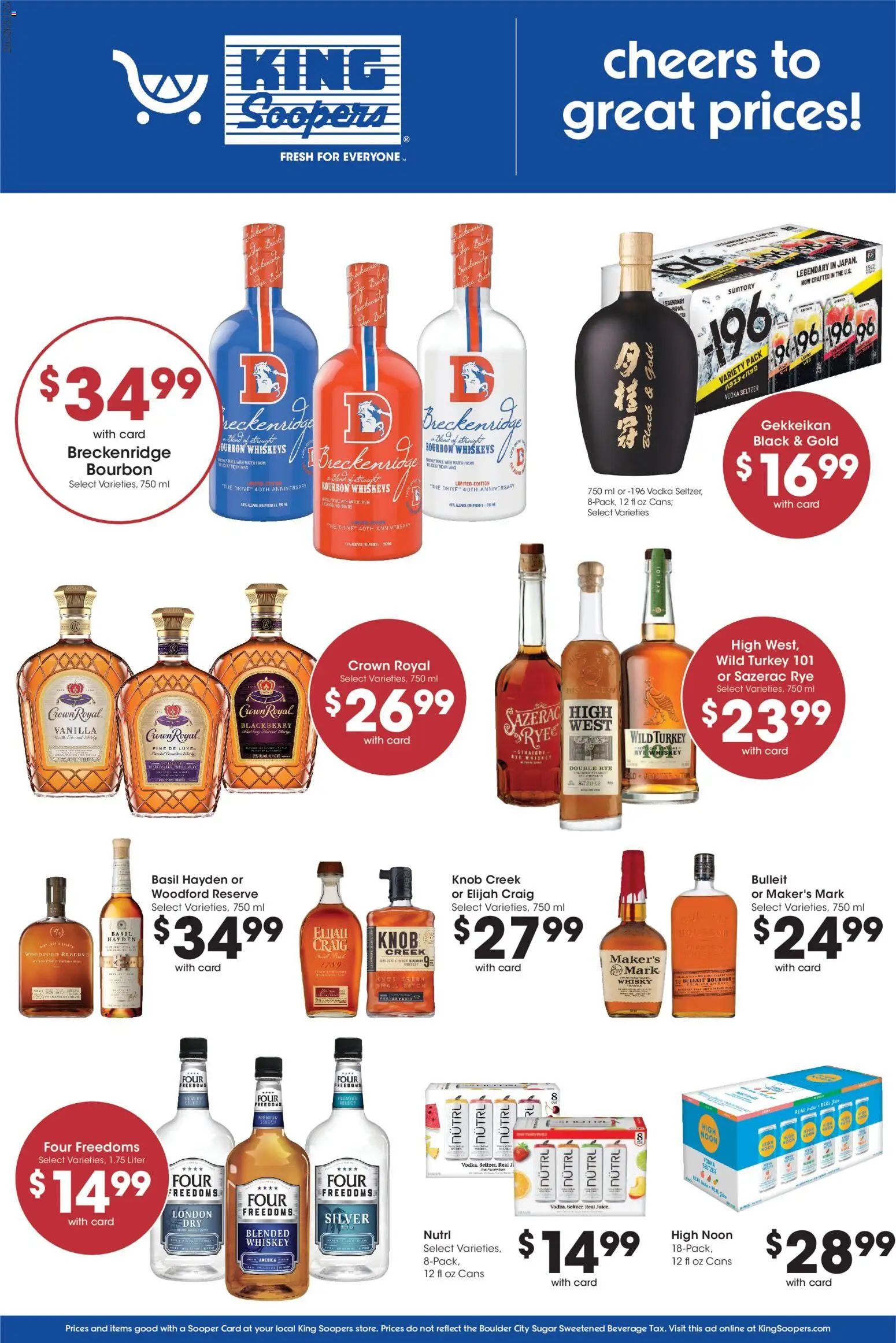 King Soopers Adult Beverage - valid from 09/16/2026 | Page: 1 | Products: Vodka, Whiskey, Water, Vanilla