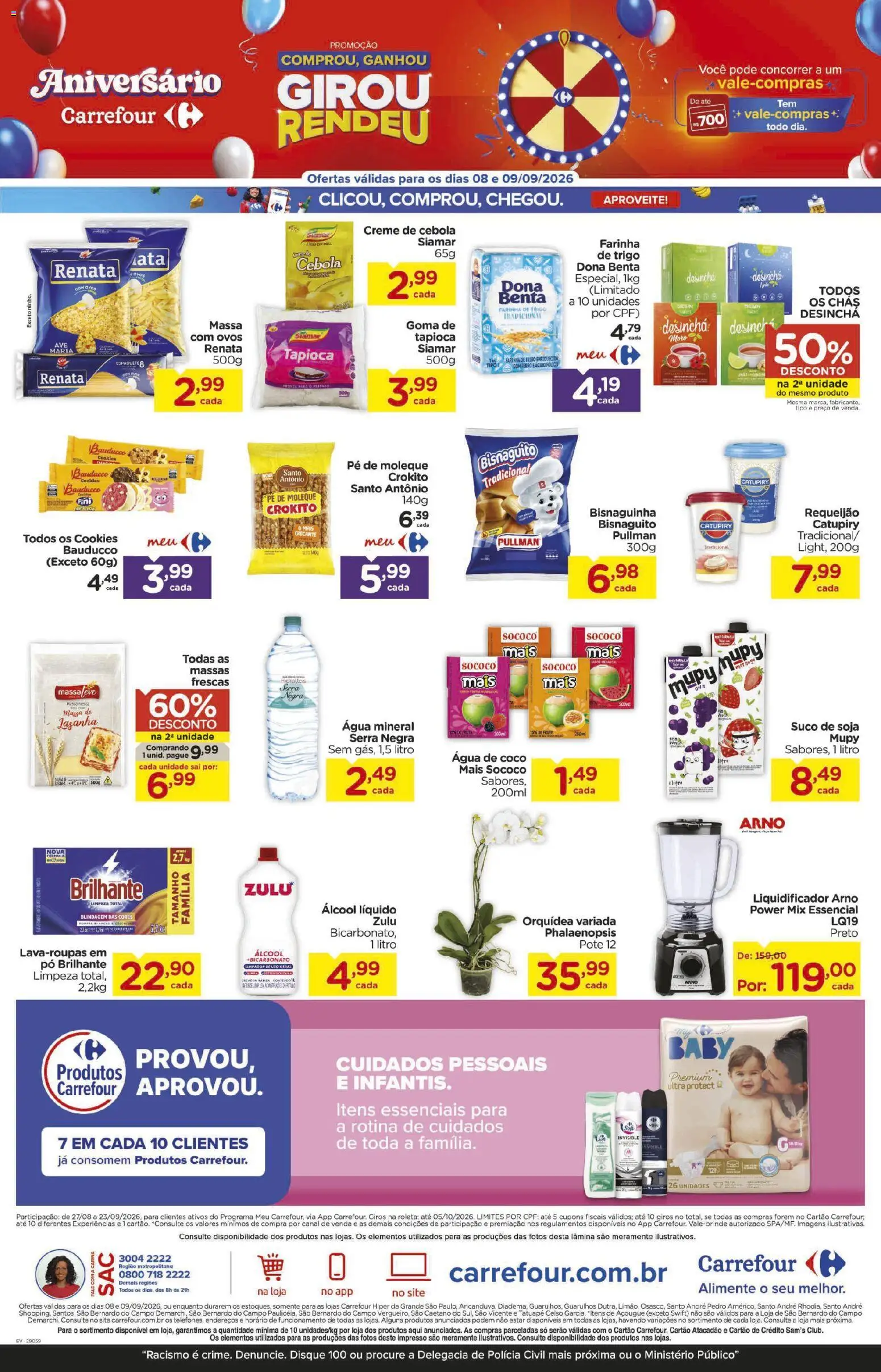 Carrefour Folheto - válido de 08/09/2026 | Página: 3 | Produtos: Coco, Pó, Liquidificador, Creme