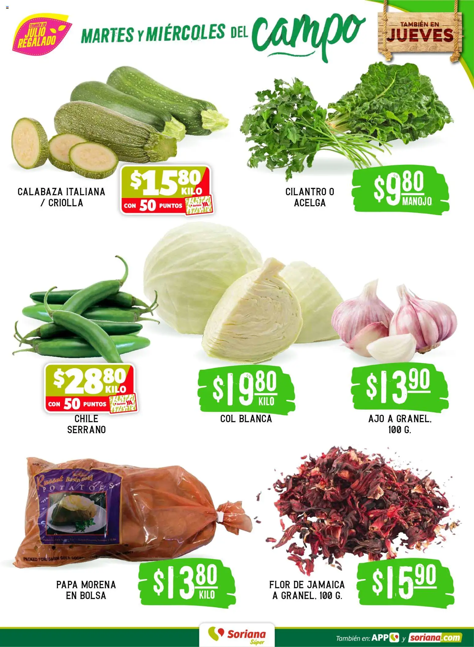 Nuevas ofertas de Soriana válidas en toda la República Mexicana desde el 16.06.2026. ¡Encuentra las mejores ofertas en Soriana Martes y Miércoles del Campo Súper: Chih, Delicias, Dur y Coah (excepto Saltillo)! | Página: 3 | Productos: Acelga, Papa, Bolsa, Ajo