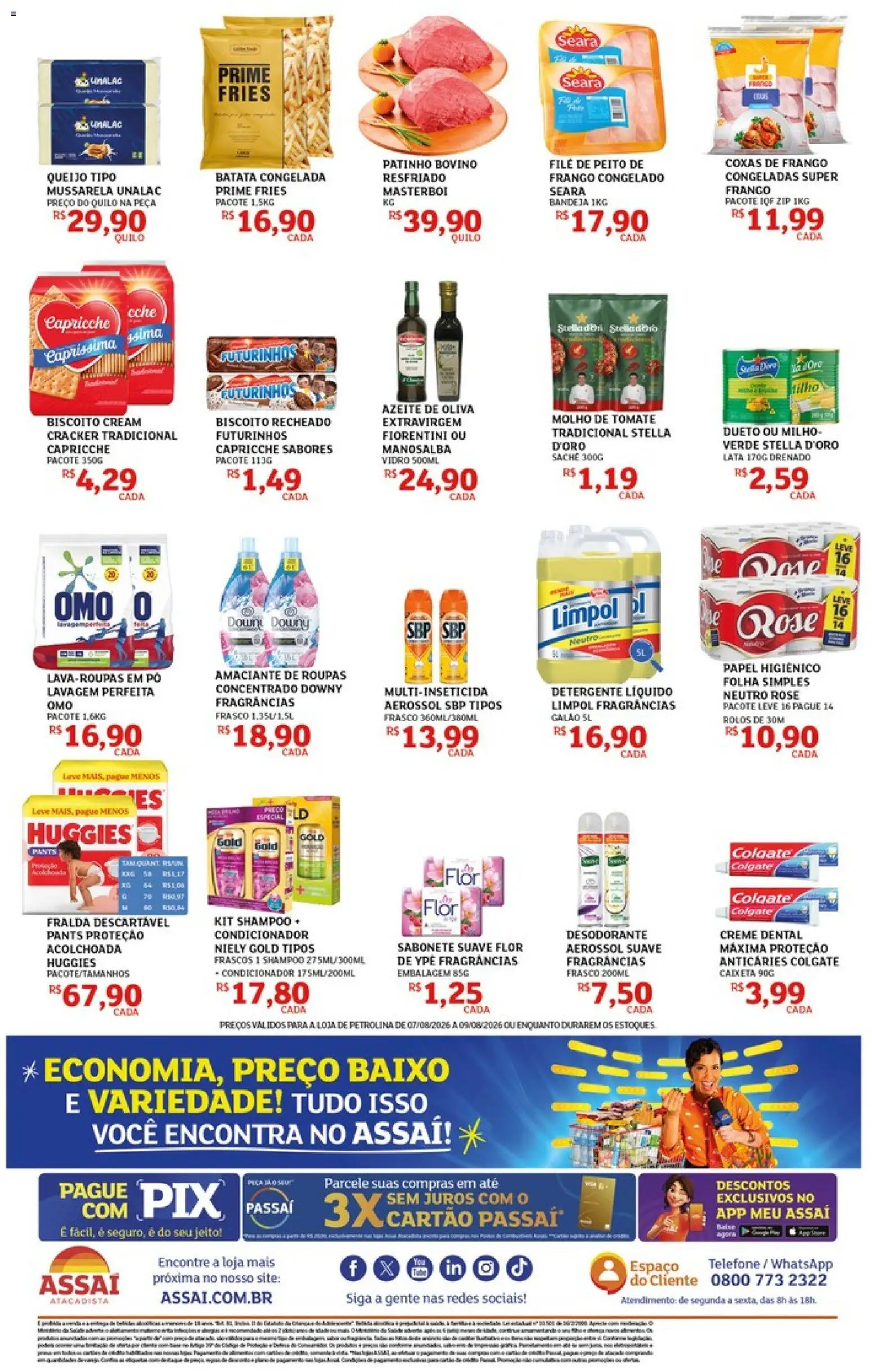 Assaí Atacadista Folheto - válido de 07/08/2026 | Página: 2 | Produtos: Roupas, Sabonete, Biscoito recheado, Papel higiênico