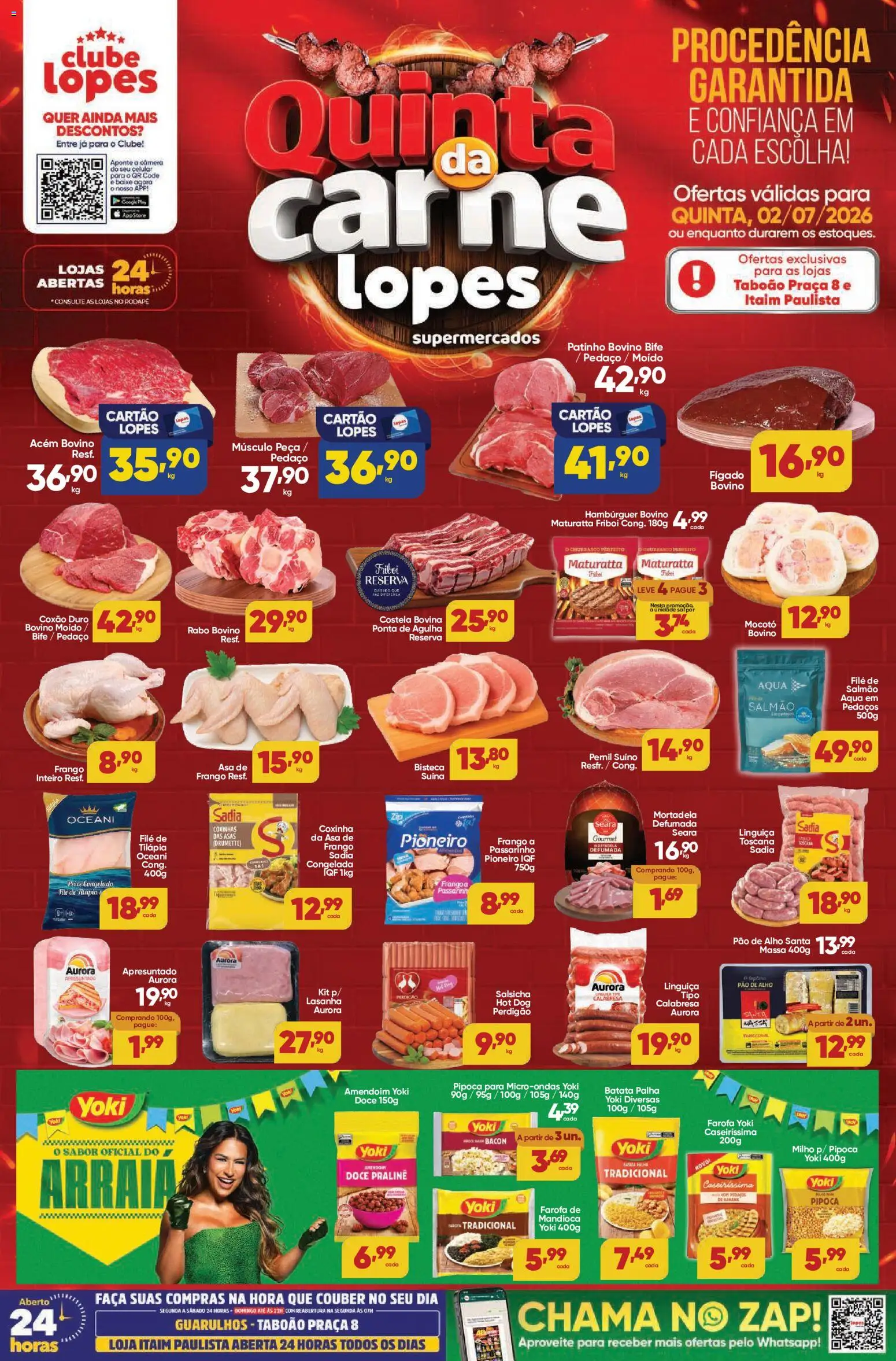 Lopes Supermercados Folheto - válido de 02/07/2026 | Página: 1 | Produtos: Celular, Linguiça, Carne, Rodapé