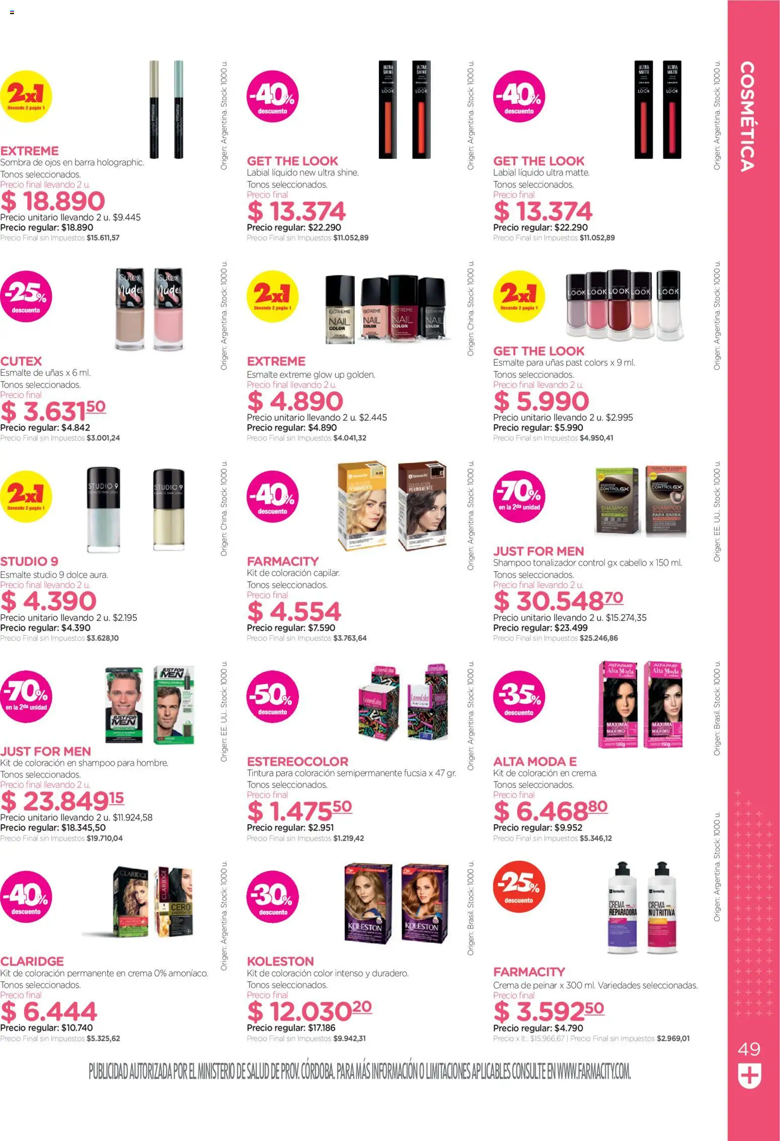 Farmacity catálogo │ válido desde el 30.04.2026 | Página: 49 | Productos: Sombra, Shampoo, Tintura, Crema de peinar